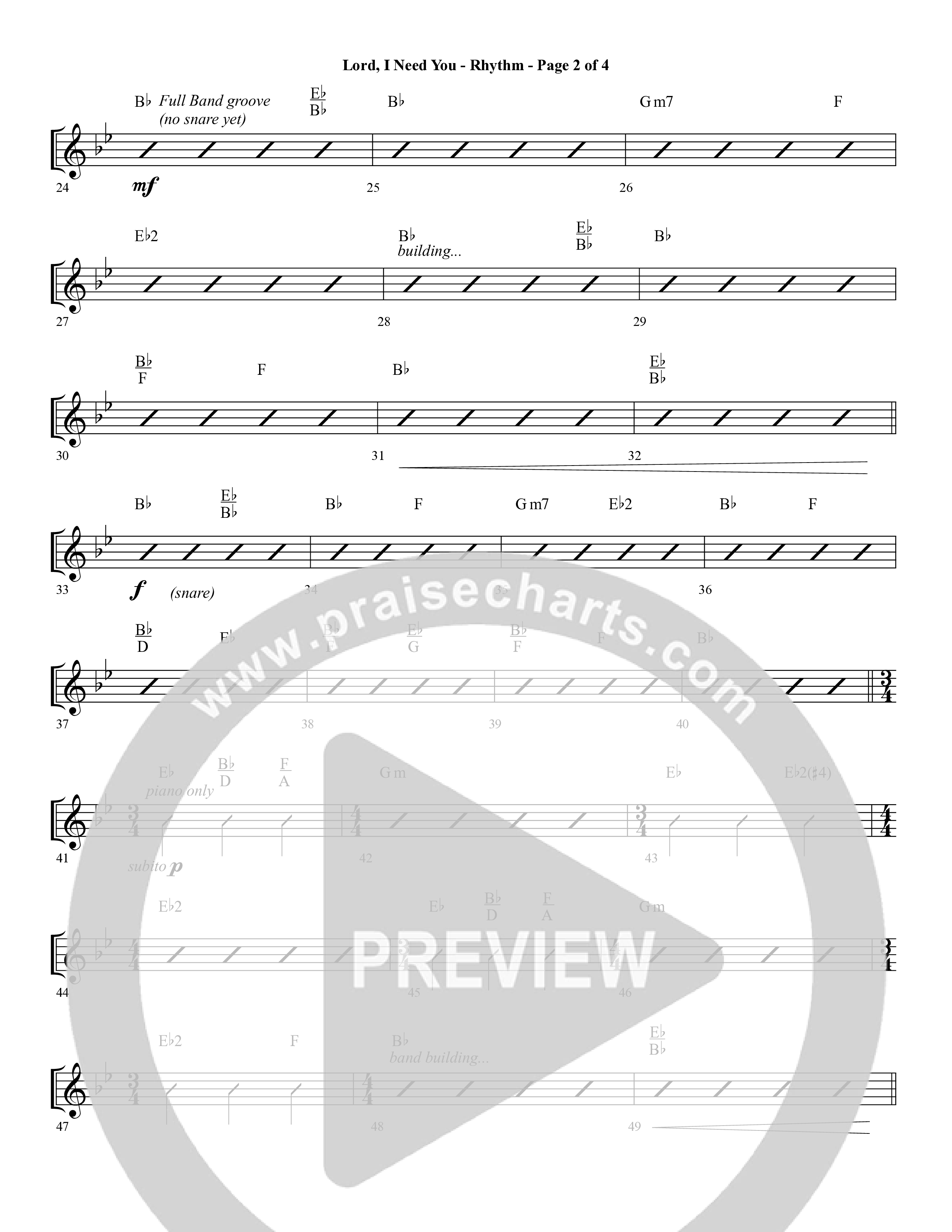 Lord I Need You (Choral Anthem SATB) Rhythm Chart (Word Music Choral / Arr. Cliff Duren)