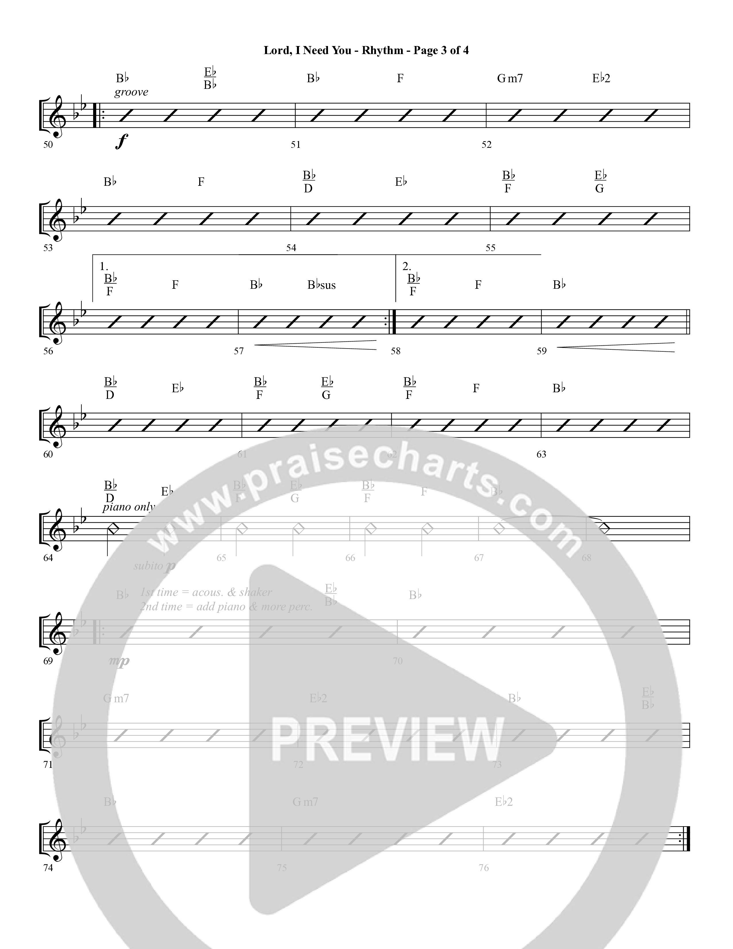 Lord I Need You (Choral Anthem SATB) Rhythm Chart (Word Music Choral / Arr. Cliff Duren)