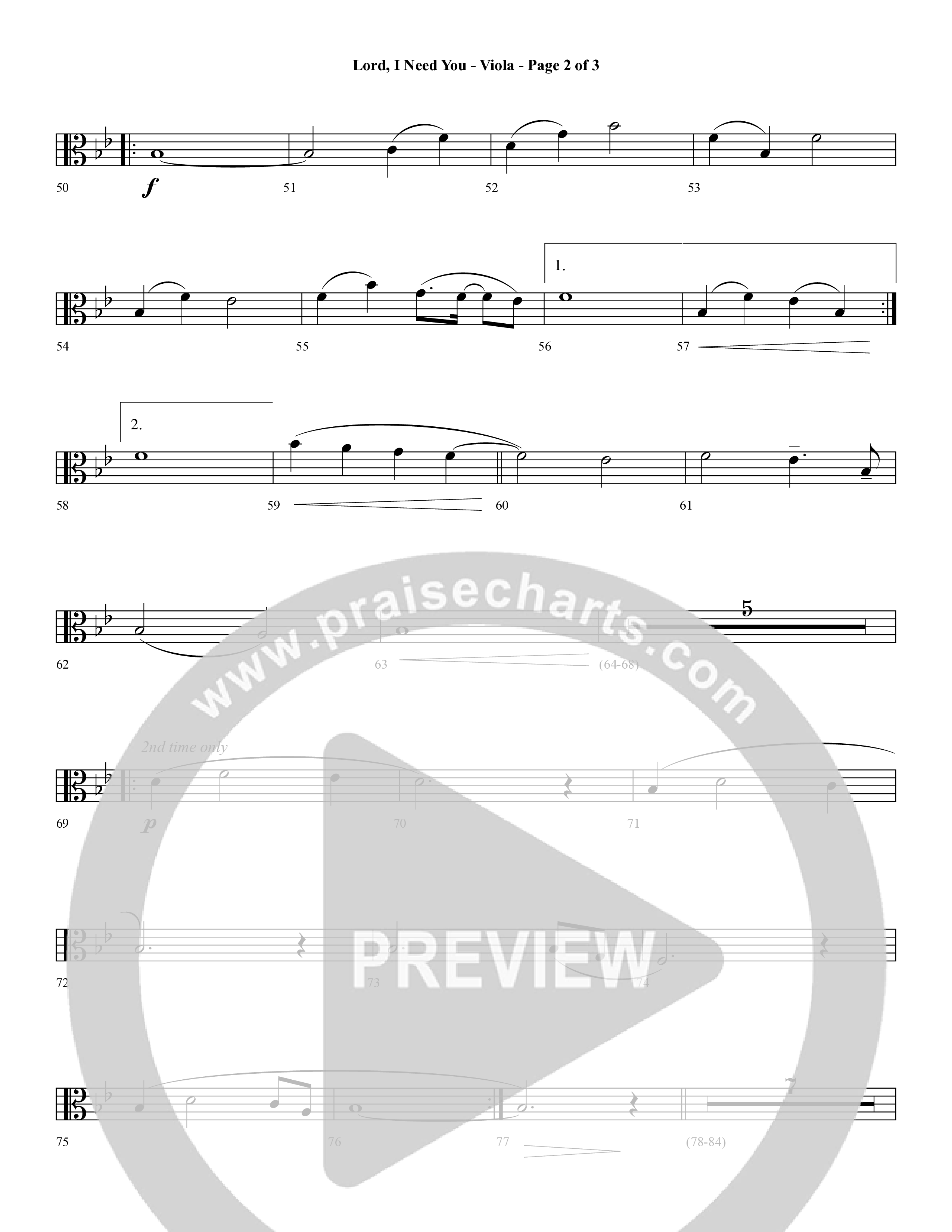 Lord I Need You (Choral Anthem SATB) Viola (Word Music Choral / Arr. Cliff Duren)