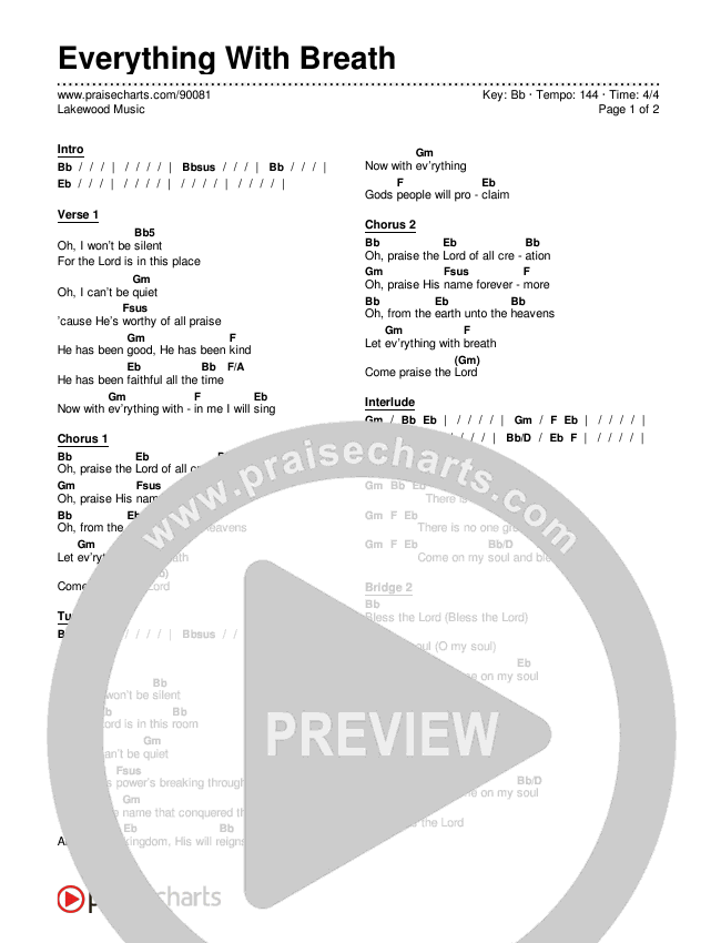 Everything With Breath Chords & Lyrics (Lakewood Music)