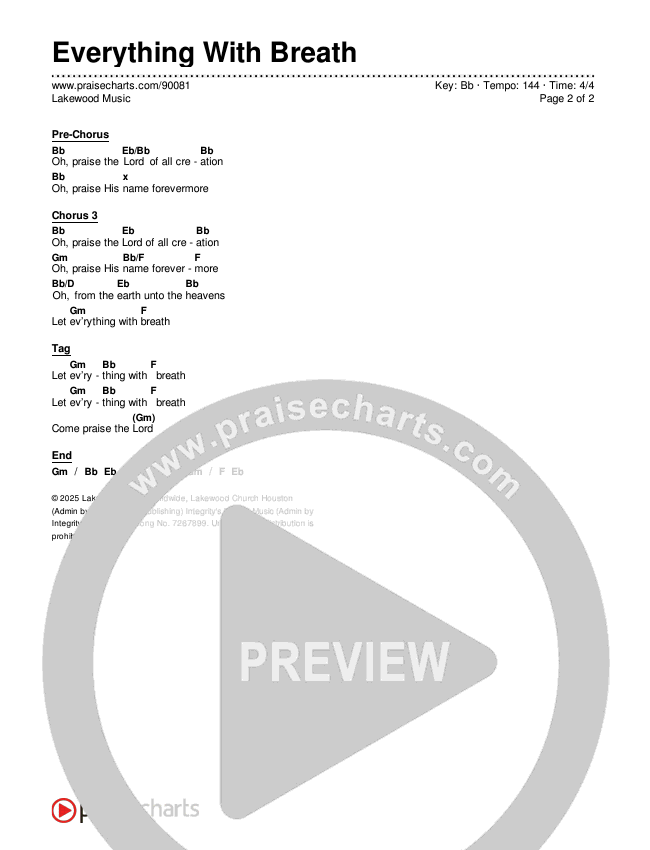 Everything With Breath Chords & Lyrics (Lakewood Music)
