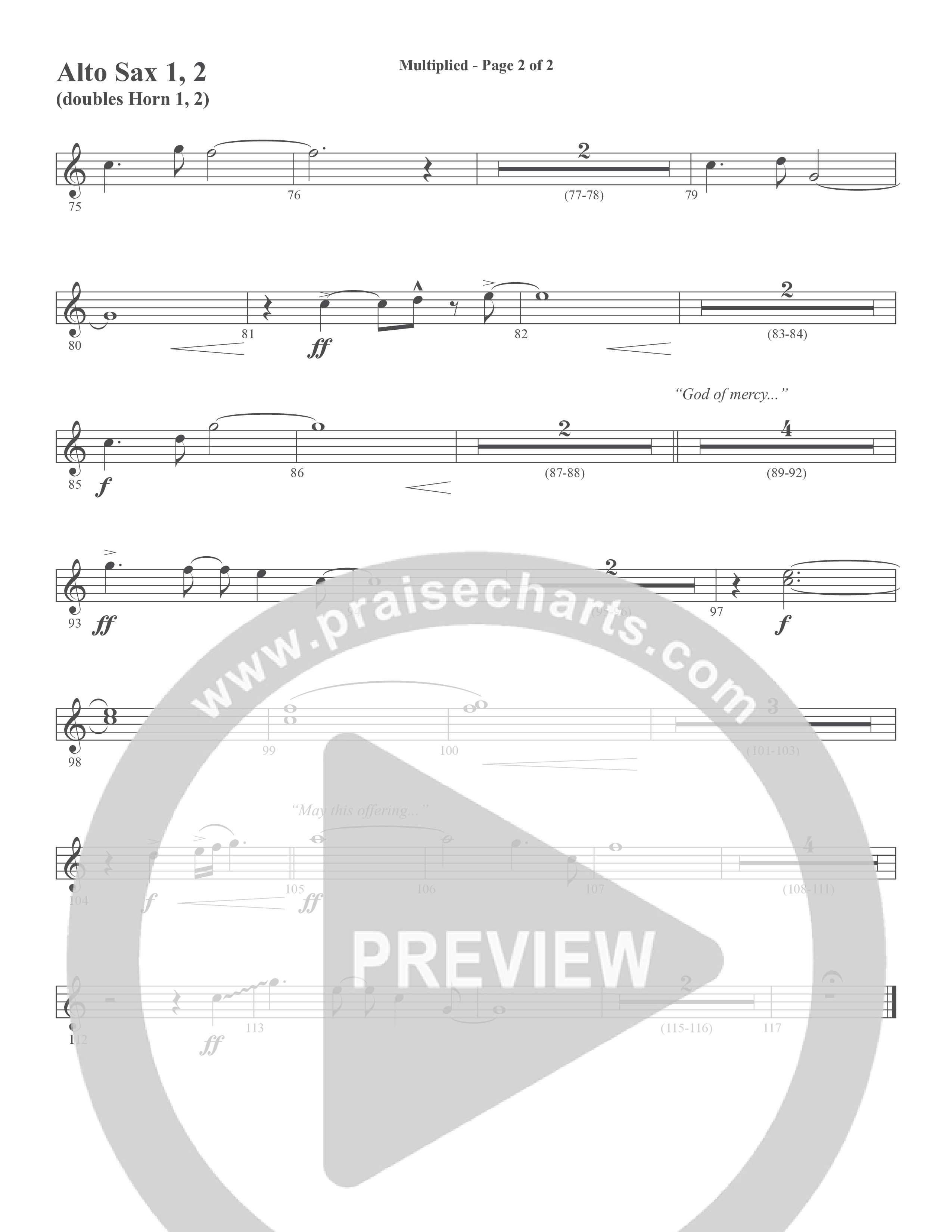 Multiplied (Choral Anthem SATB) Alto Sax 1/2 (Word Music Choral / Arr. Cliff Duren)