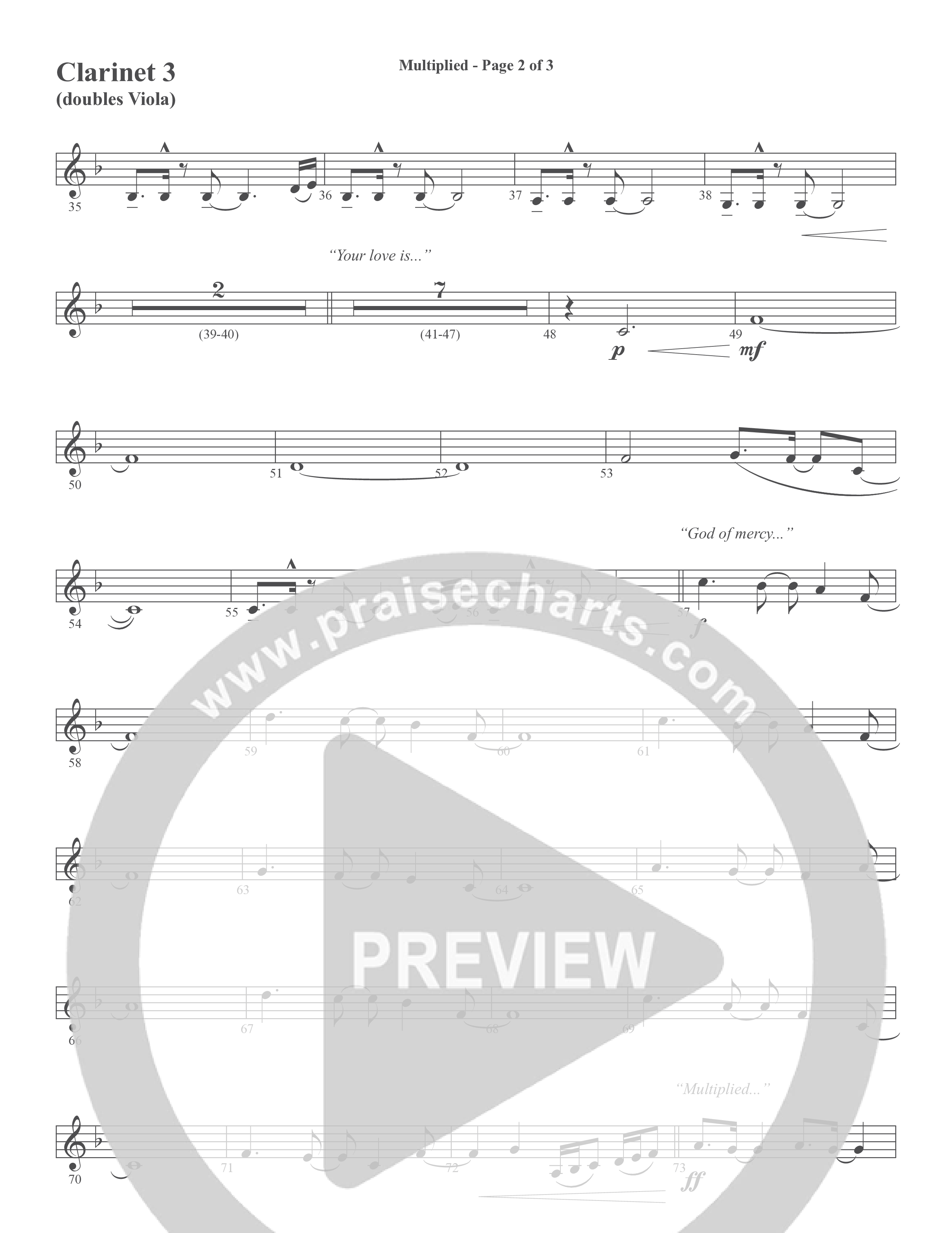 Multiplied (Choral Anthem SATB) Clarinet 3 (Word Music Choral / Arr. Cliff Duren)