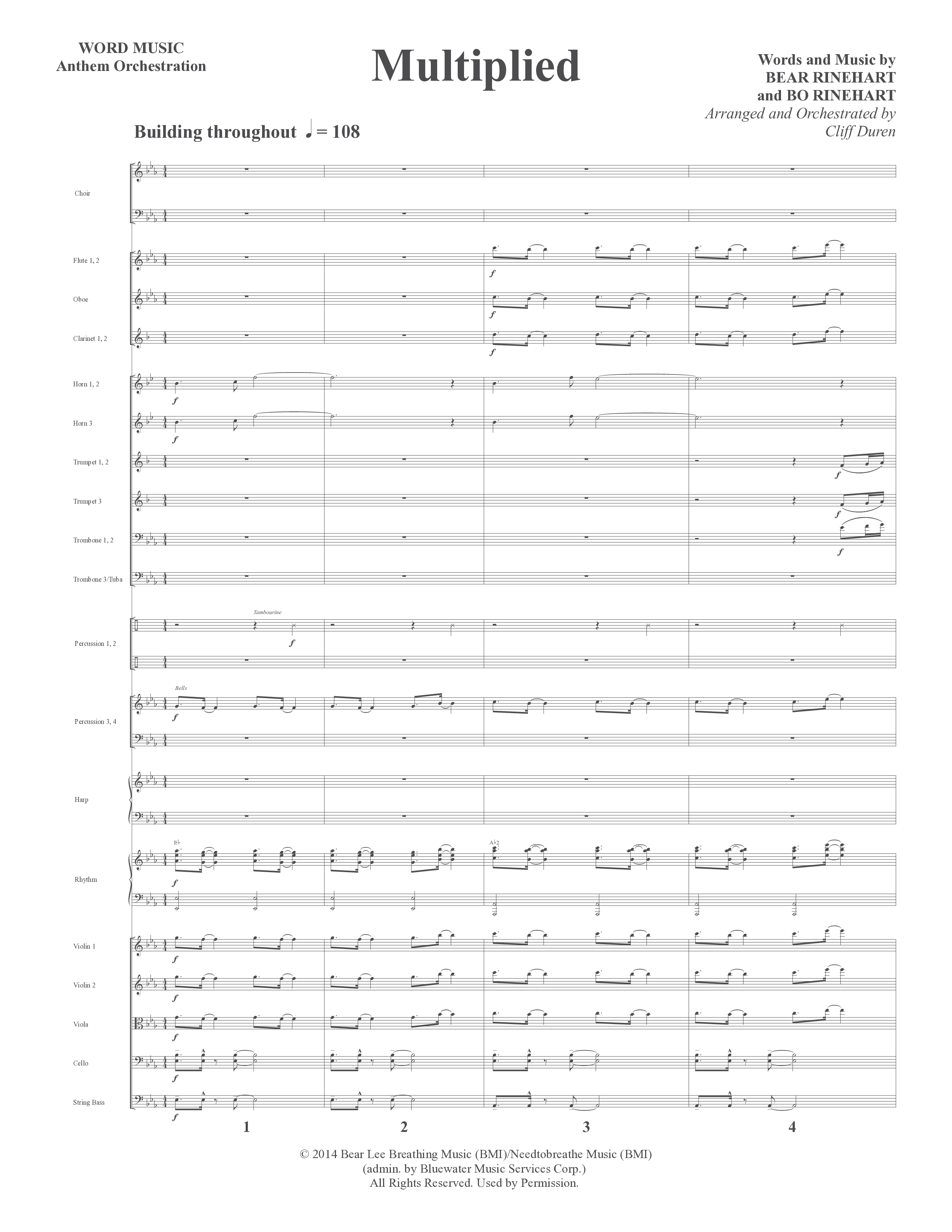 Multiplied (Choral Anthem SATB) Conductor's Score (Word Music Choral / Arr. Cliff Duren)