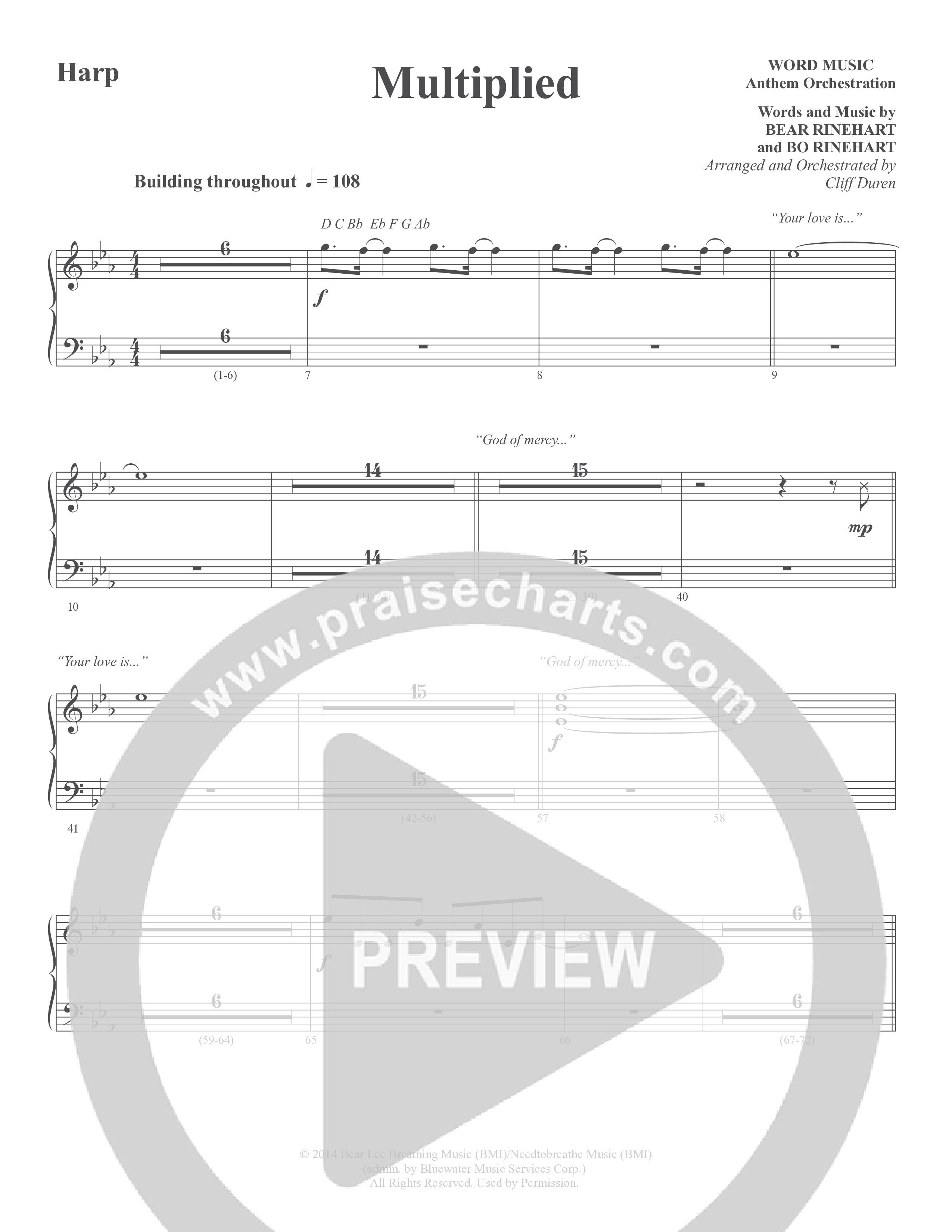 Multiplied (Choral Anthem SATB) Harp (Word Music Choral / Arr. Cliff Duren)