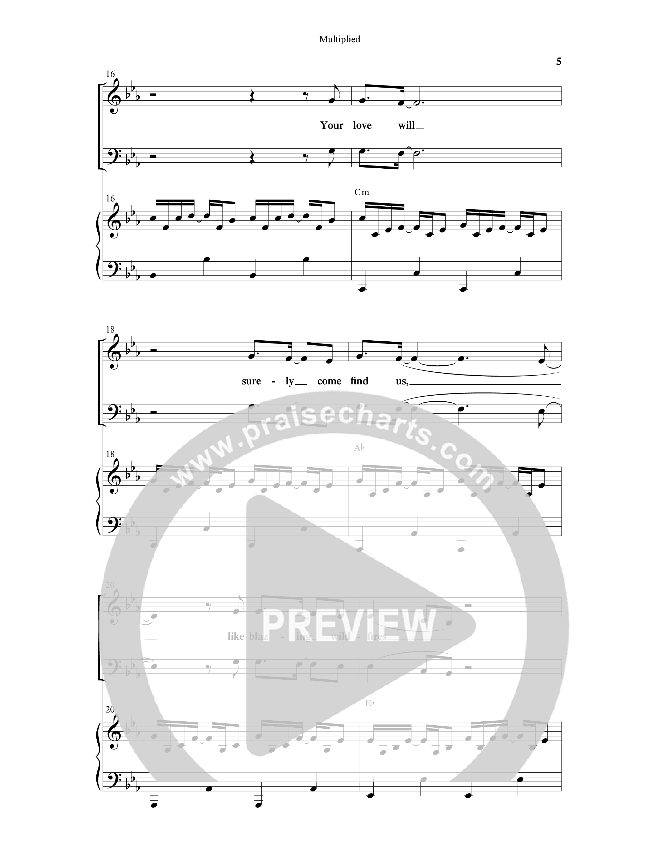 Multiplied (Choral Anthem SATB) Anthem (SATB/Piano) (Word Music Choral / Arr. Cliff Duren)