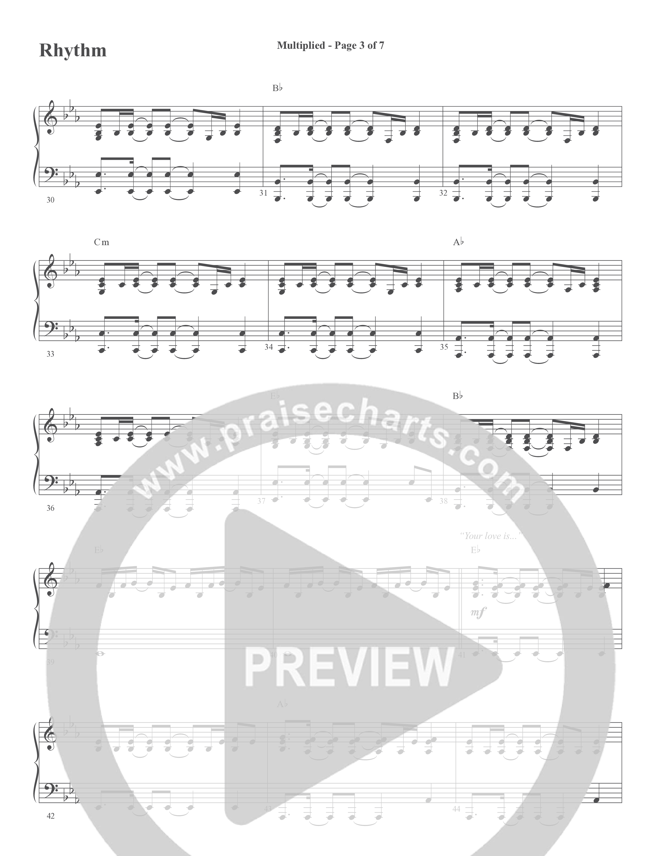 Multiplied (Choral Anthem SATB) Rhythm Chart (Word Music Choral / Arr. Cliff Duren)