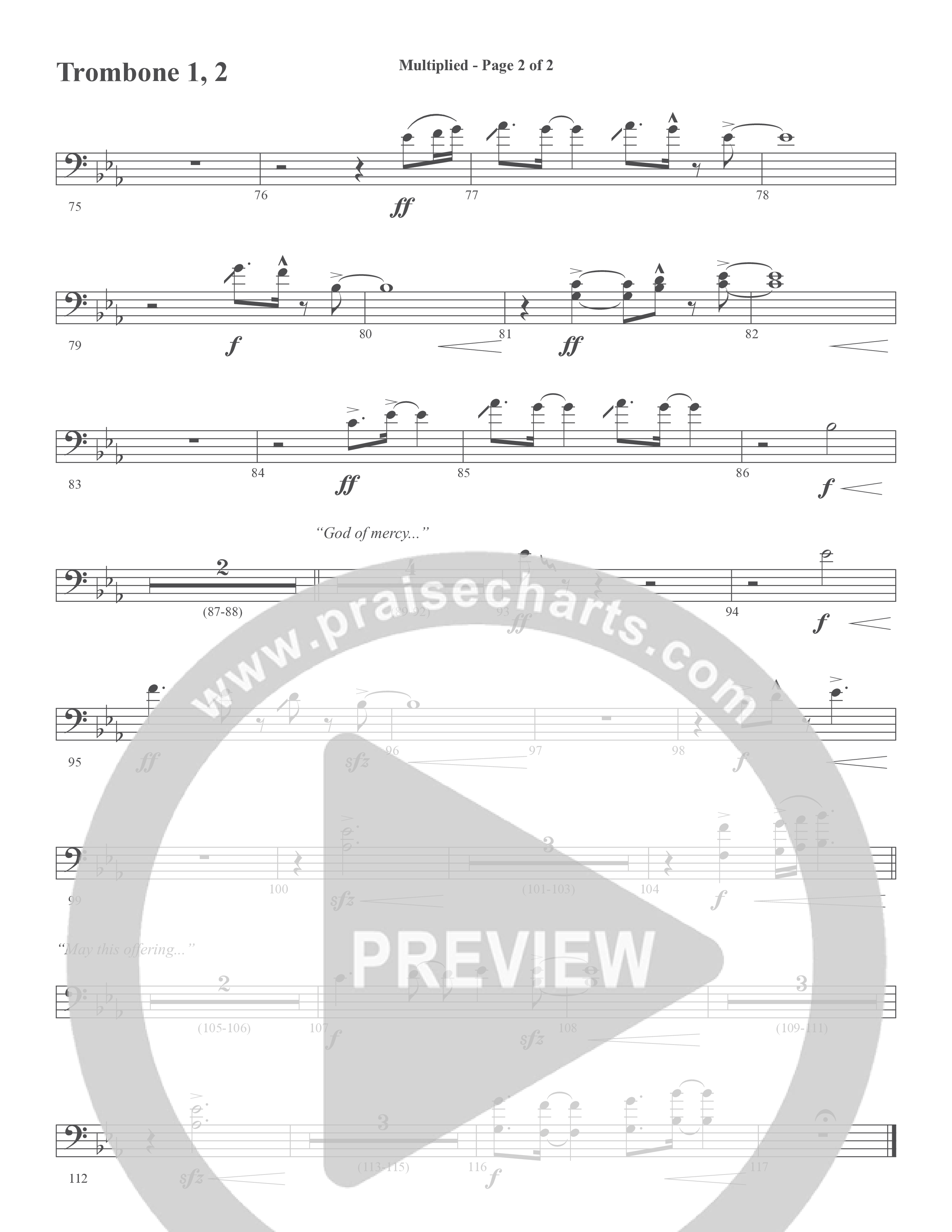 Multiplied (Choral Anthem SATB) Trombone 1/2 (Word Music Choral / Arr. Cliff Duren)