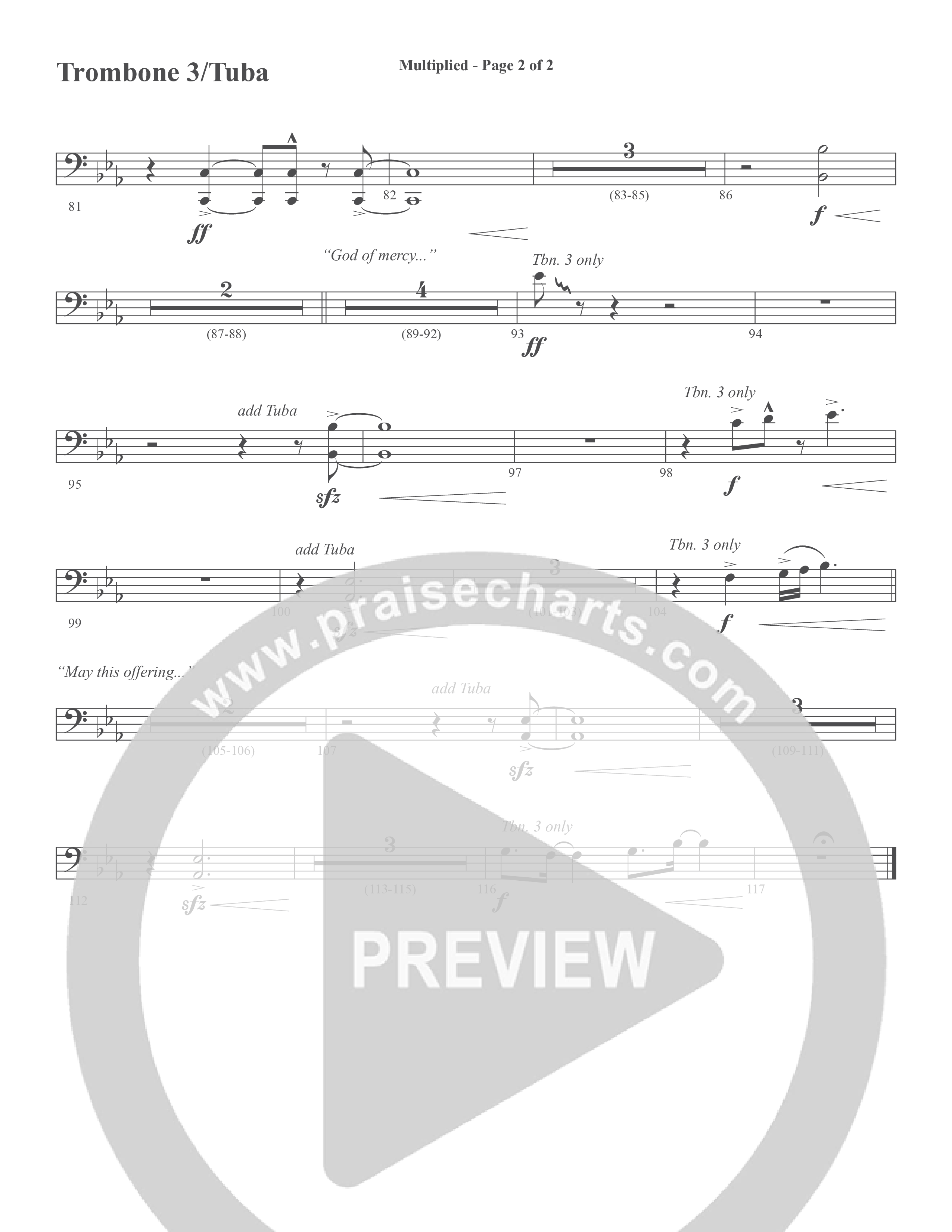 Multiplied (Choral Anthem SATB) Trombone 3/Tuba (Word Music Choral / Arr. Cliff Duren)