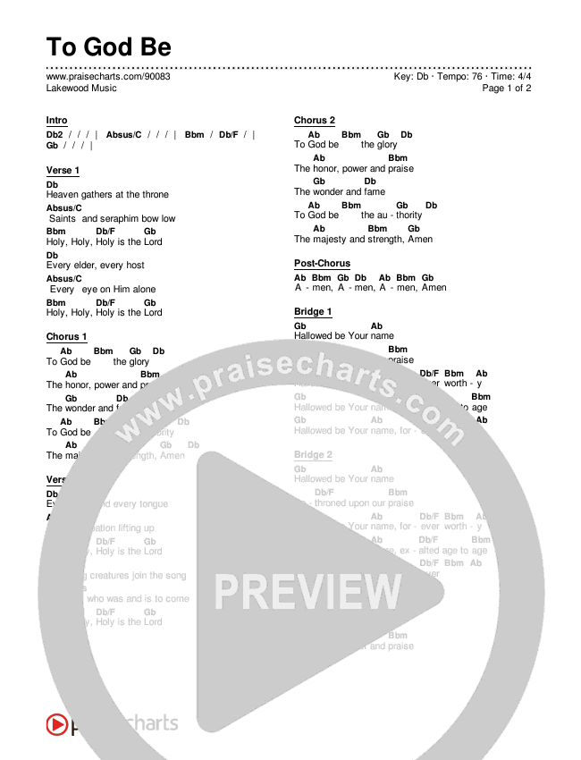 To God Be Chords & Lyrics (Lakewood Music)