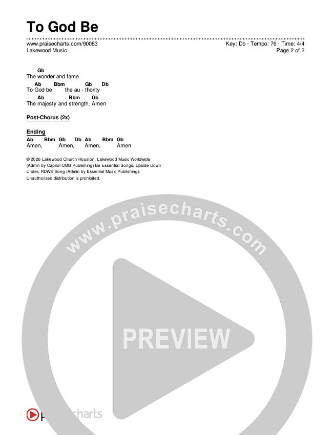 To God Be Chords & Lyrics (Lakewood Music)