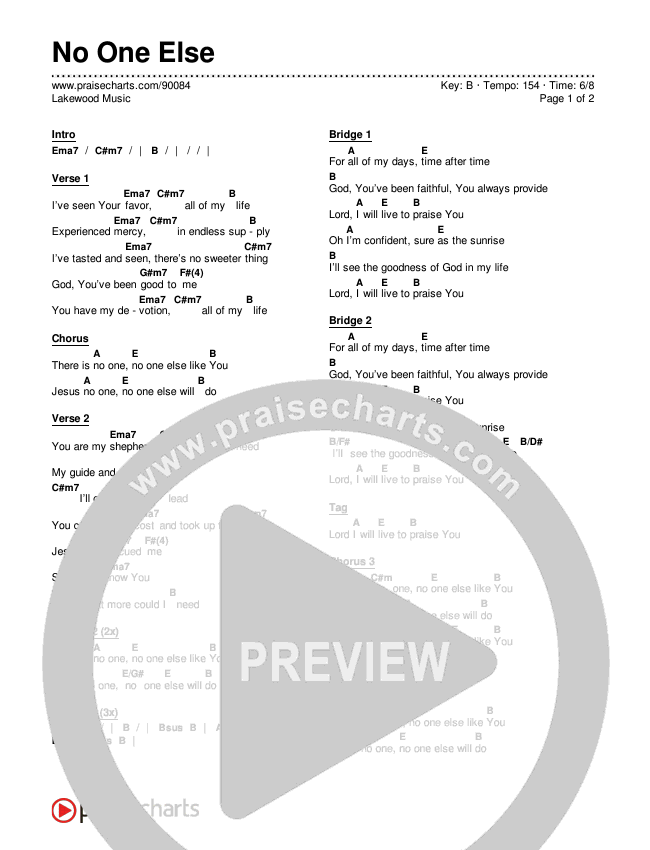 No One Else Chords & Lyrics (Lakewood Music)
