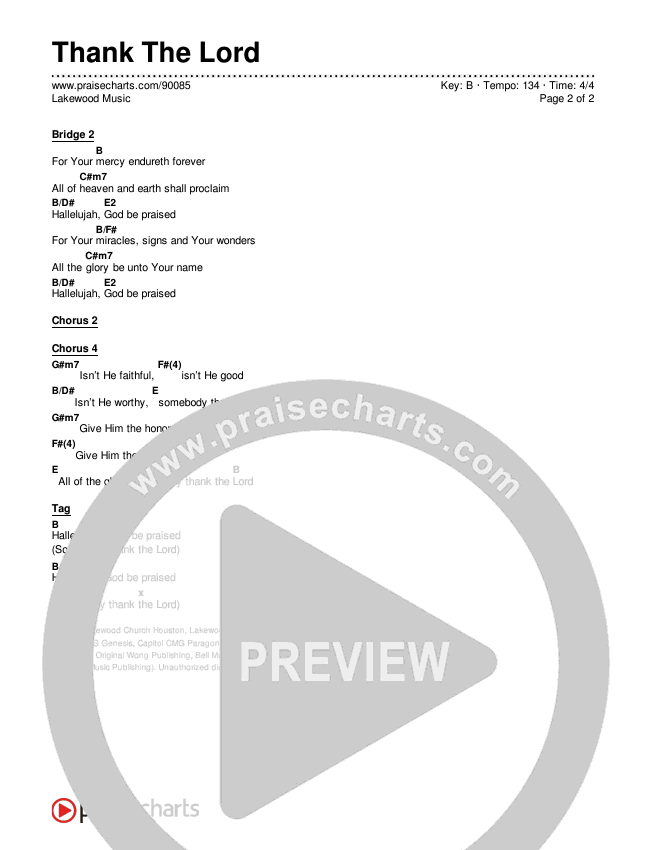 Thank The Lord Chords & Lyrics (Lakewood Music)