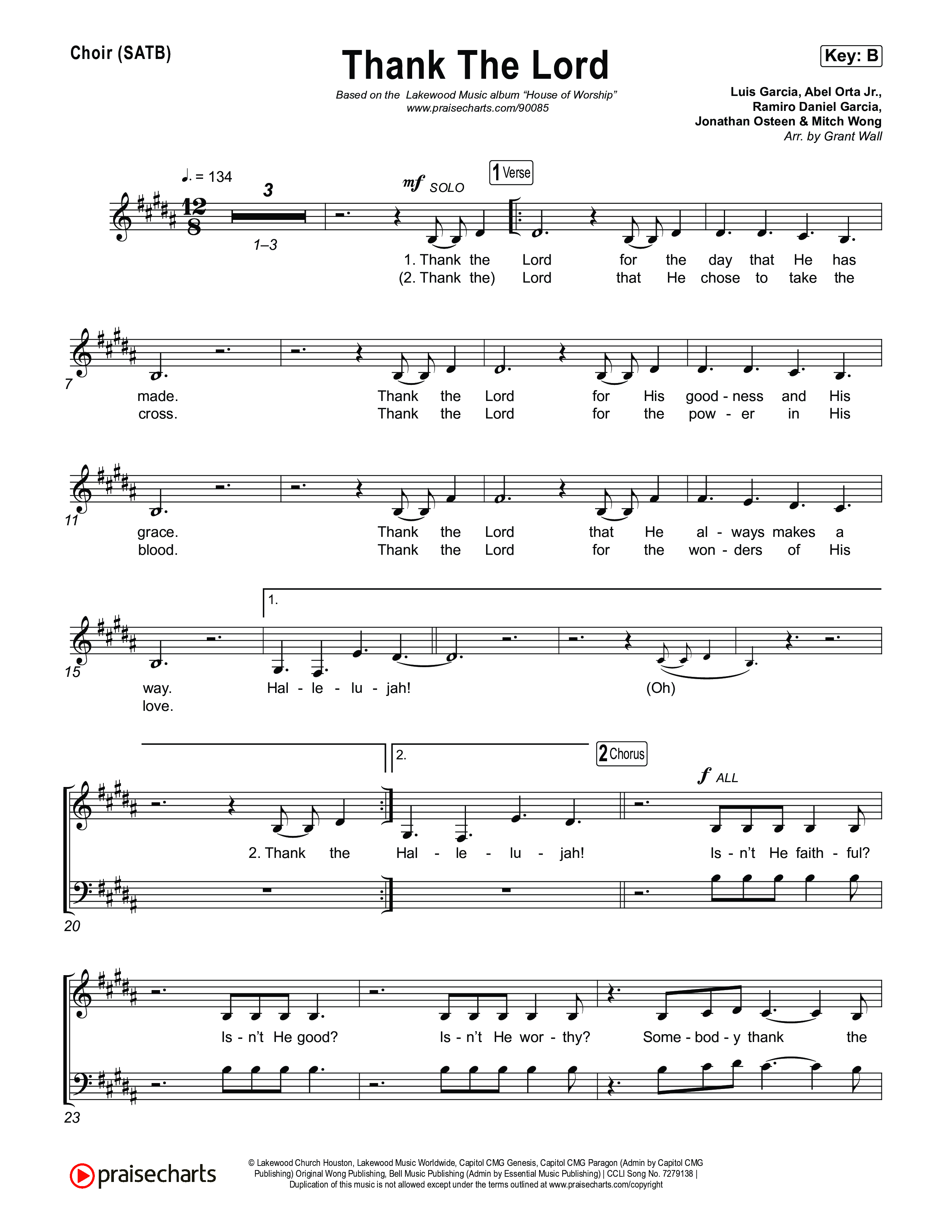 Thank The Lord Choir Sheet (SATB) (Lakewood Music)