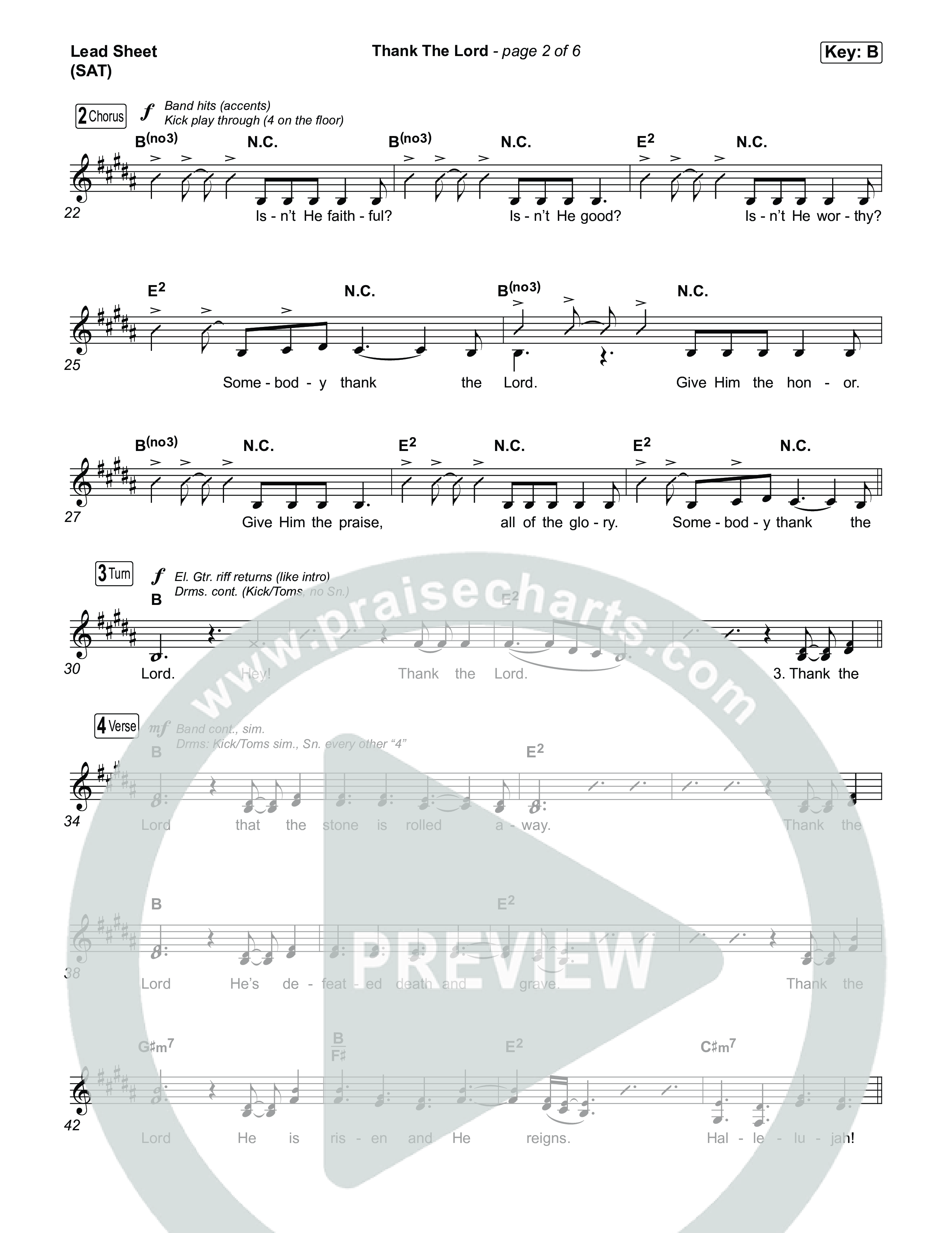 Thank The Lord Lead Sheet (SAT) (Lakewood Music)