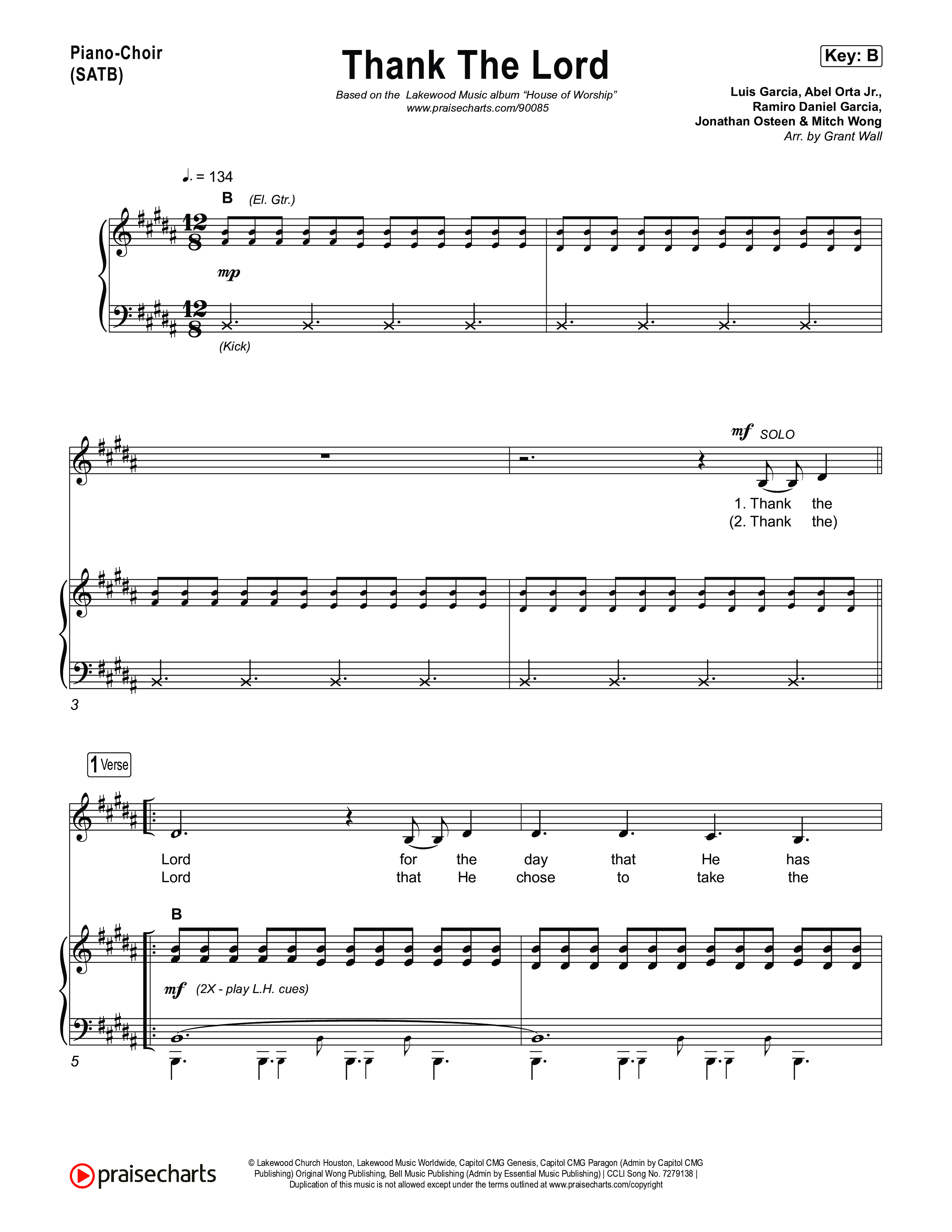 Thank The Lord Piano/Vocal Pack (Lakewood Music)
