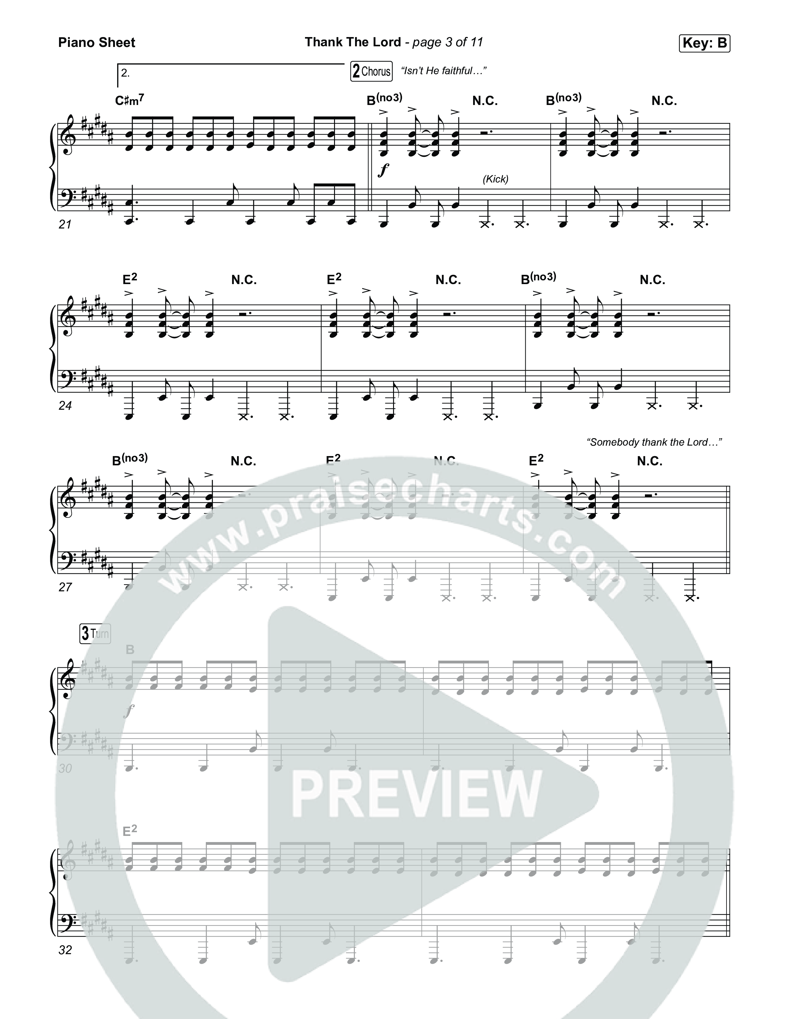 Thank The Lord Piano Sheet (Lakewood Music)