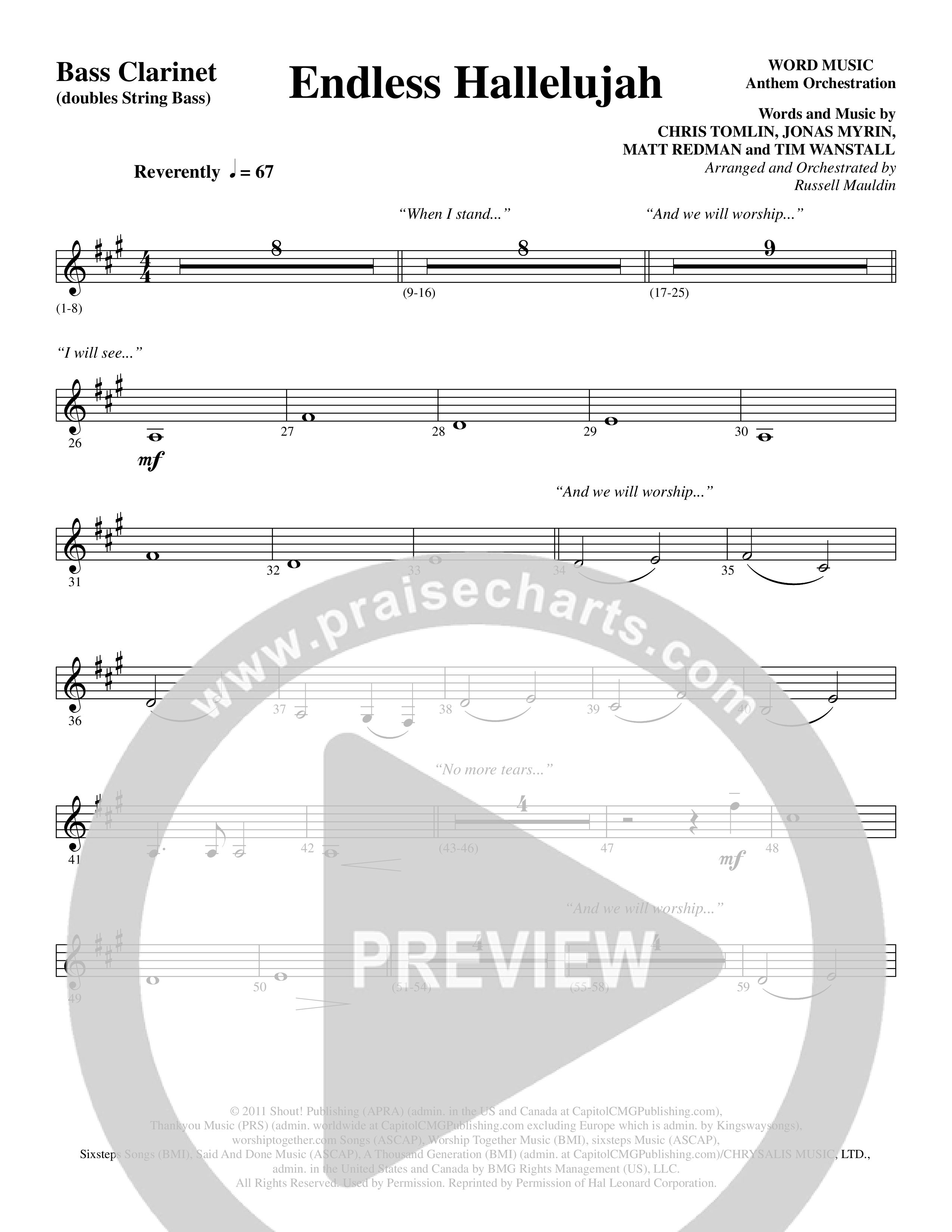 Endless Hallelujah (Choral Anthem SATB) Bass Clarinet (Word Music Choral / Arr. Russell Mauldin)