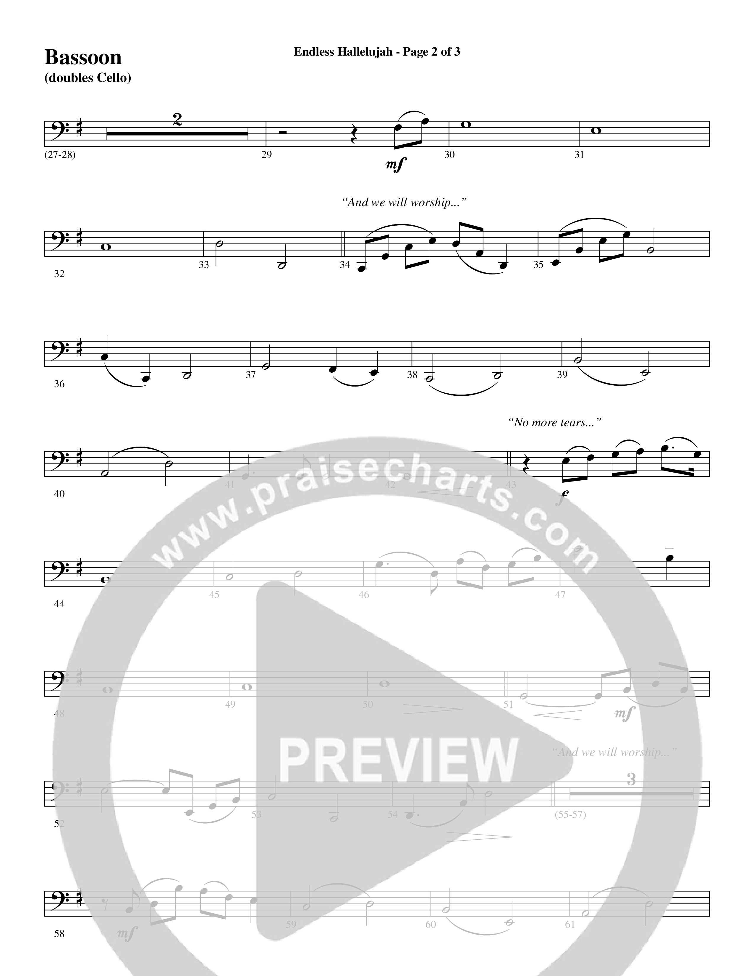Endless Hallelujah (Choral Anthem SATB) Bassoon (Word Music Choral / Arr. Russell Mauldin)