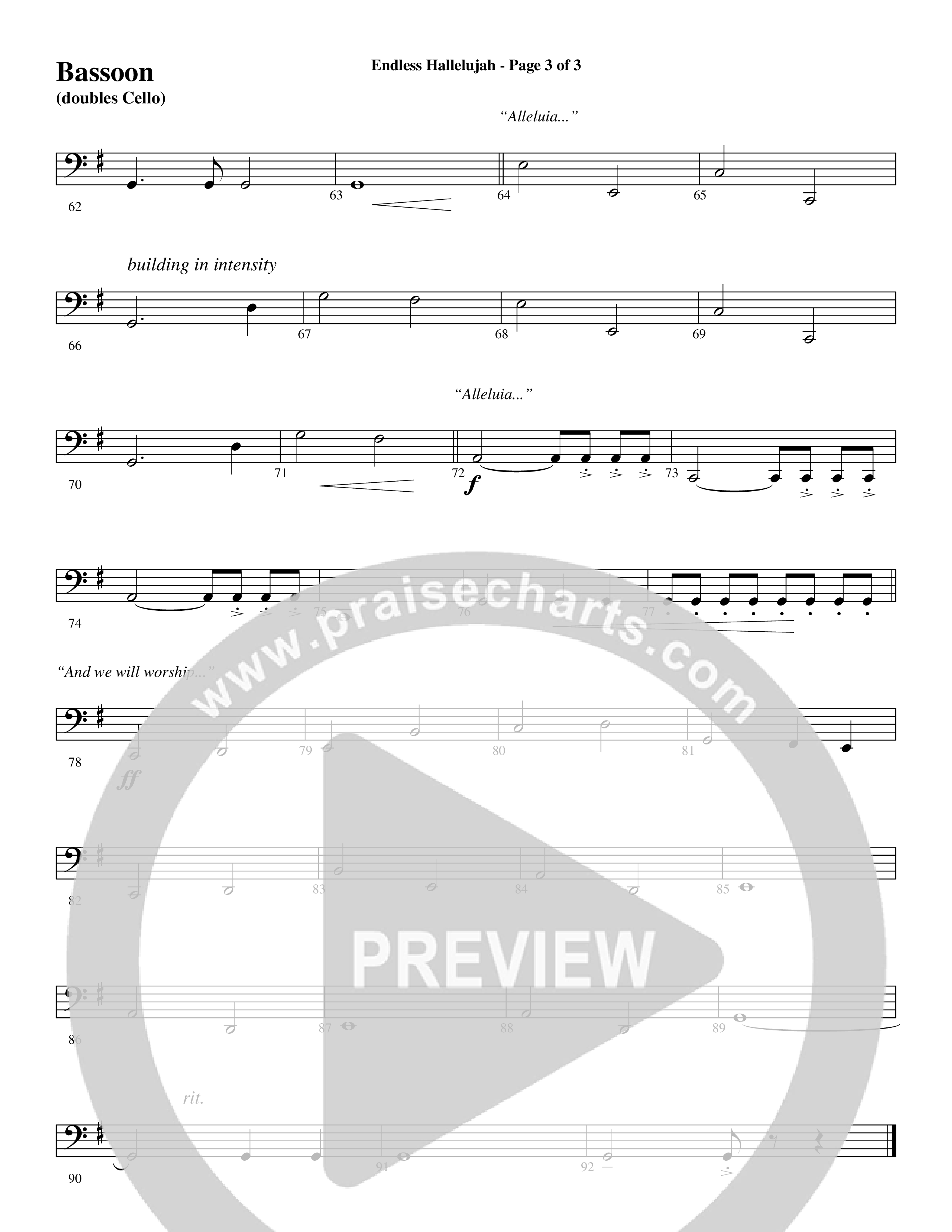 Endless Hallelujah (Choral Anthem SATB) Bassoon (Word Music Choral / Arr. Russell Mauldin)