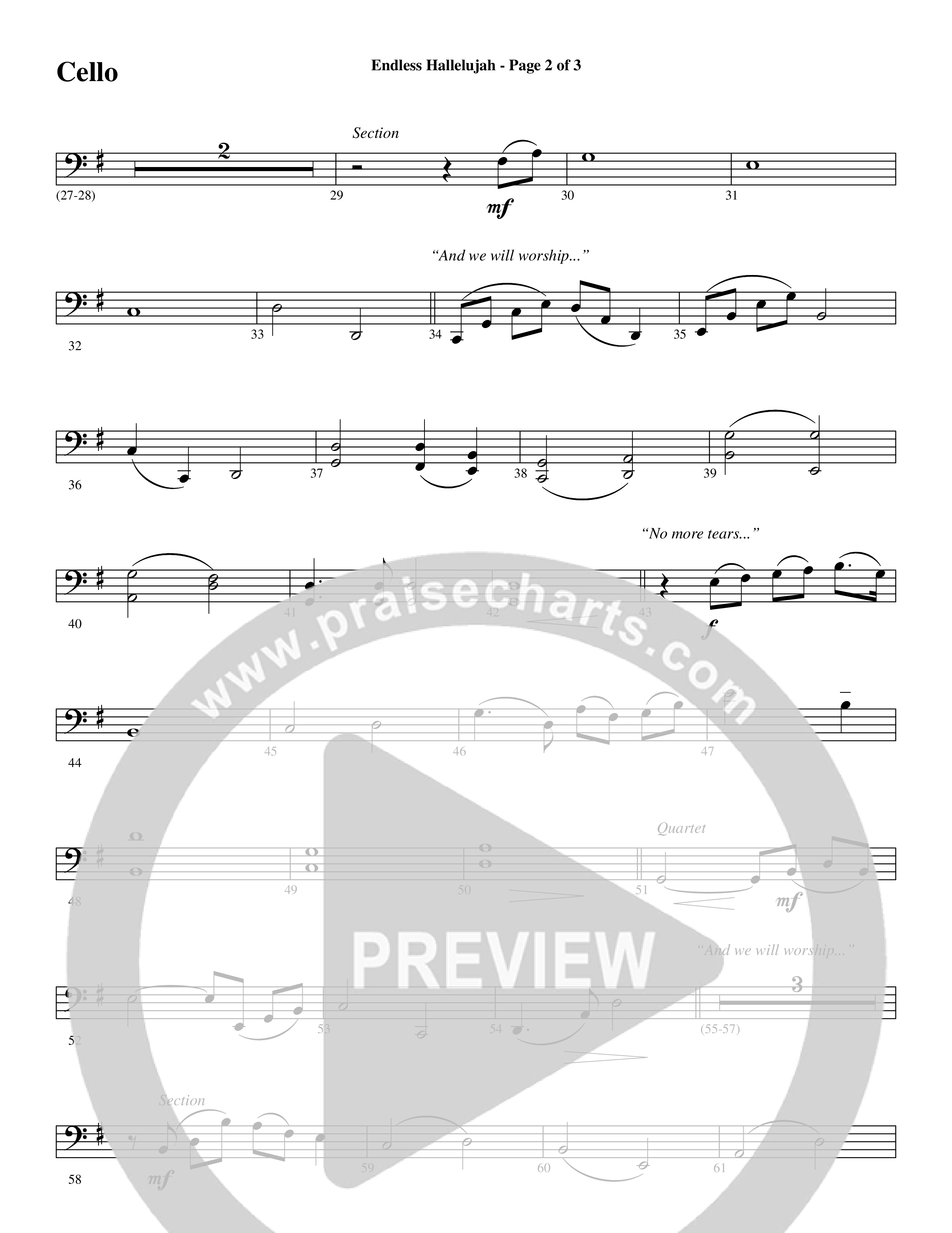 Endless Hallelujah (Choral Anthem SATB) Cello (Word Music Choral / Arr. Russell Mauldin)
