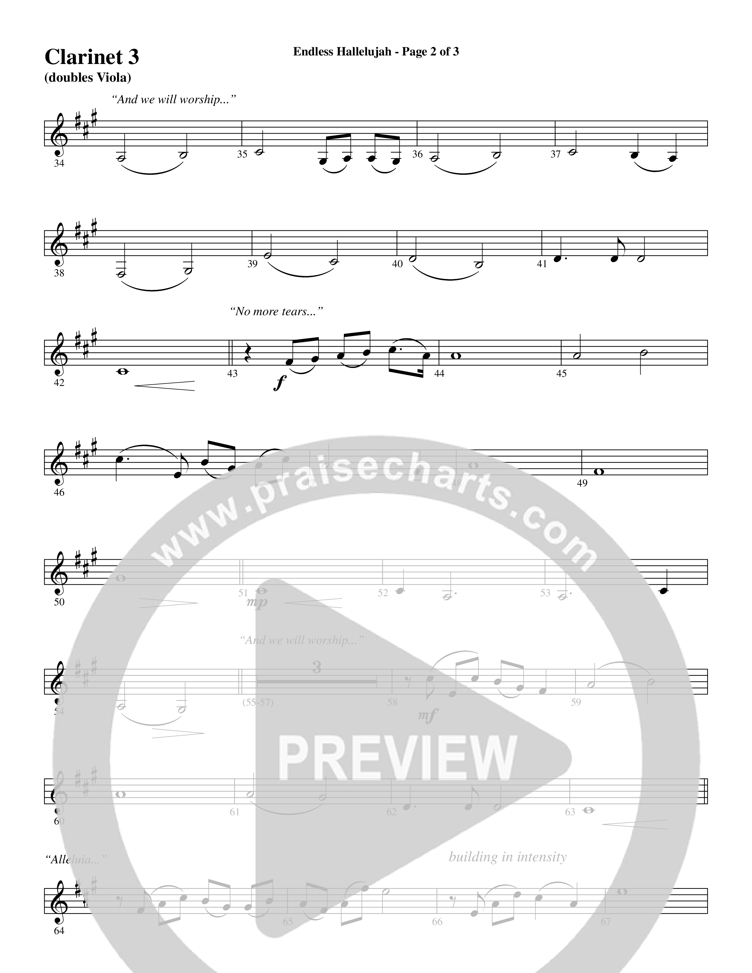 Endless Hallelujah (Choral Anthem SATB) Clarinet 3 (Word Music Choral / Arr. Russell Mauldin)