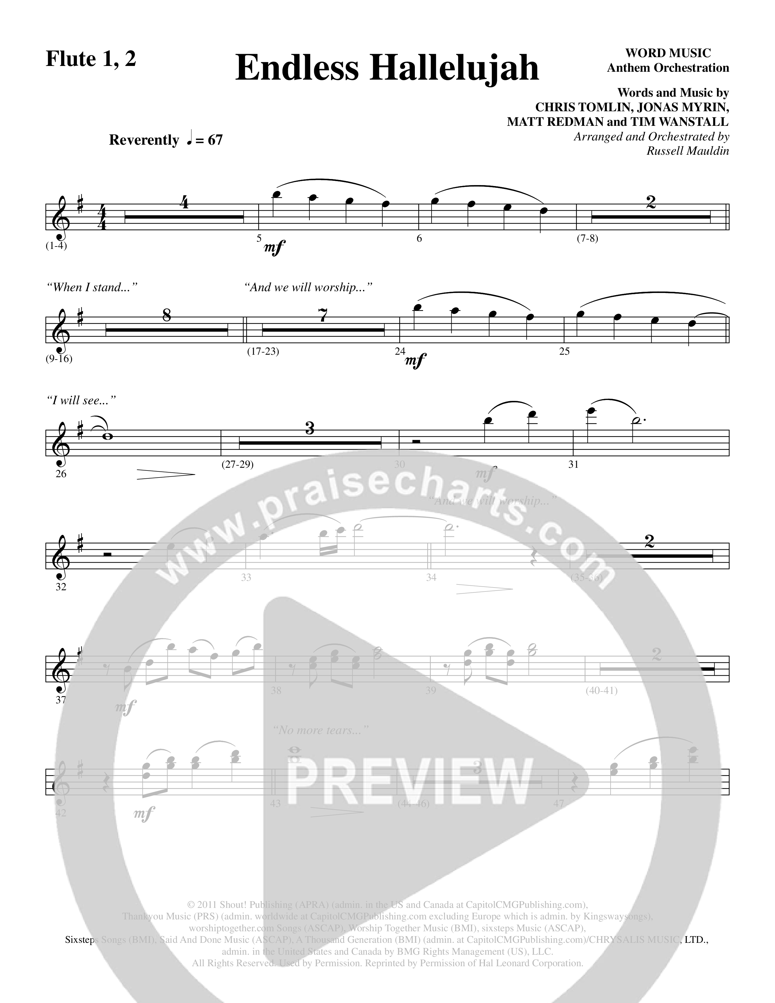 Endless Hallelujah (Choral Anthem SATB) Flute 1/2 (Word Music Choral / Arr. Russell Mauldin)