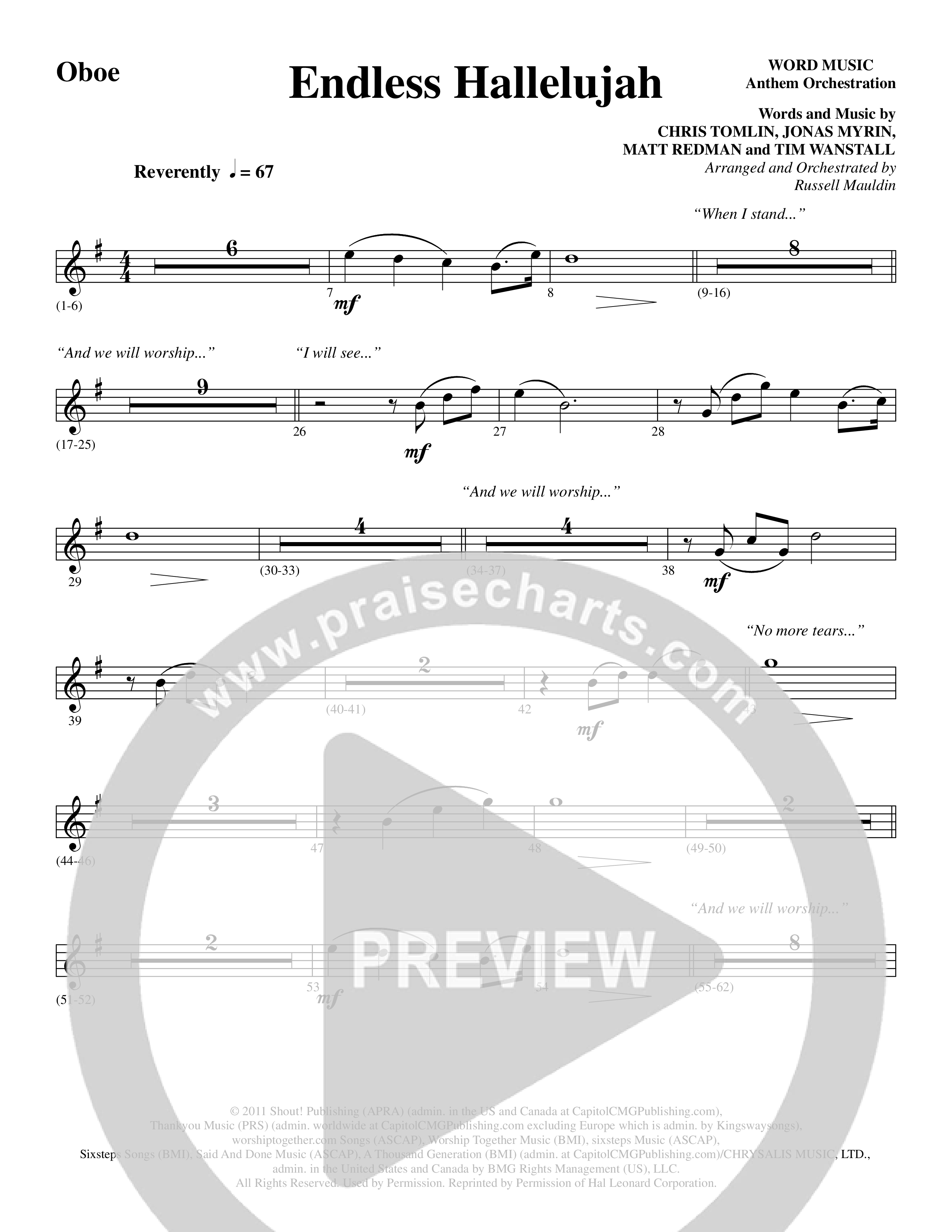 Endless Hallelujah (Choral Anthem SATB) Oboe (Word Music Choral / Arr. Russell Mauldin)