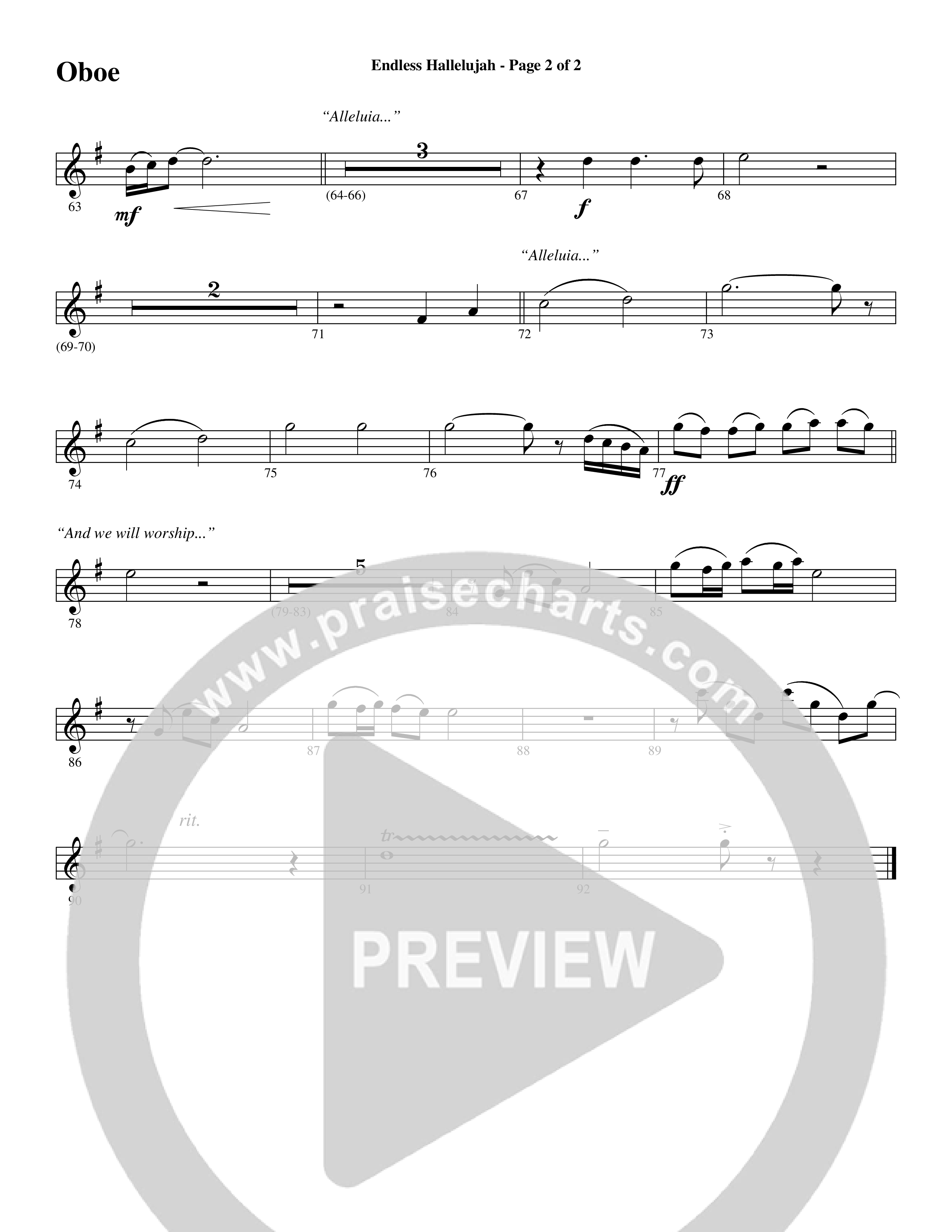 Endless Hallelujah (Choral Anthem SATB) Oboe (Word Music Choral / Arr. Russell Mauldin)