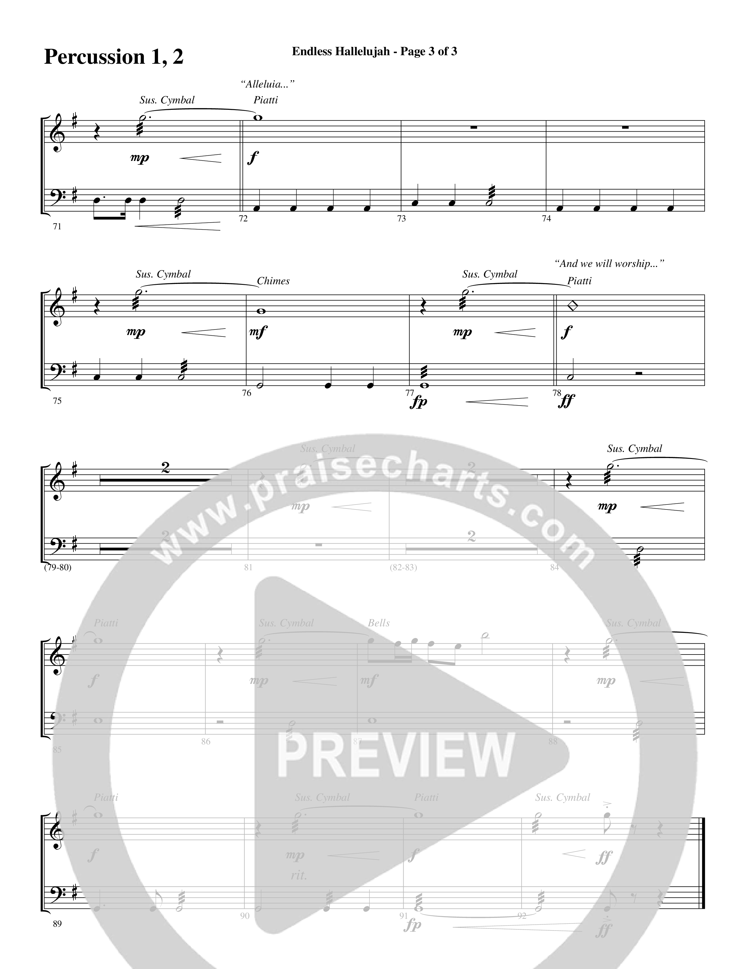 Endless Hallelujah (Choral Anthem SATB) Percussion 1/2 (Word Music Choral / Arr. Russell Mauldin)