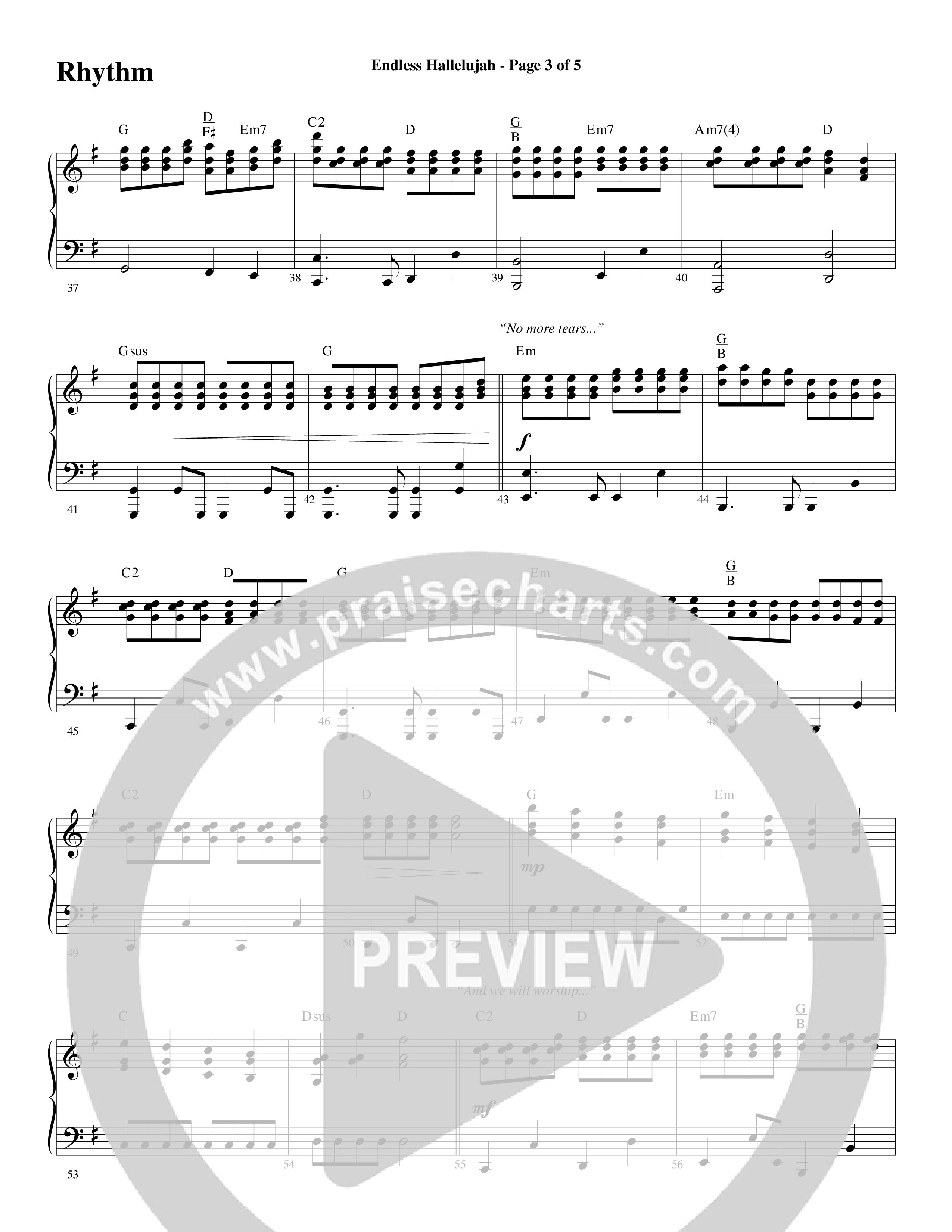 Endless Hallelujah (Choral Anthem SATB) Rhythm Chart (Word Music Choral / Arr. Russell Mauldin)