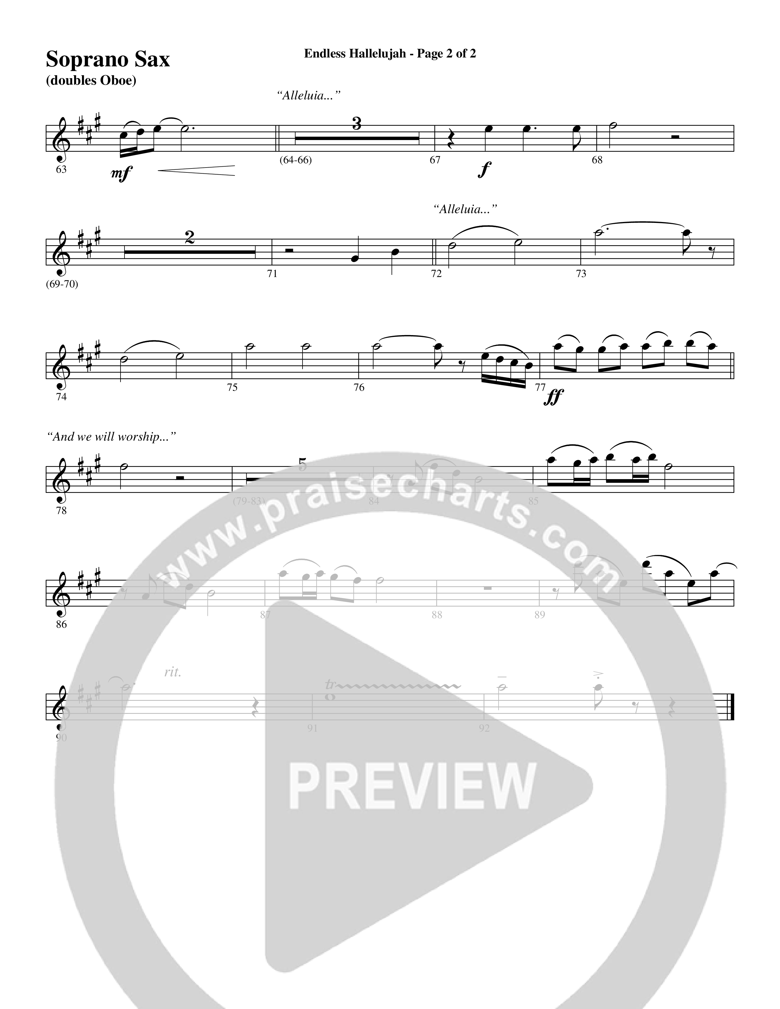 Endless Hallelujah (Choral Anthem SATB) Soprano Sax (Word Music Choral / Arr. Russell Mauldin)