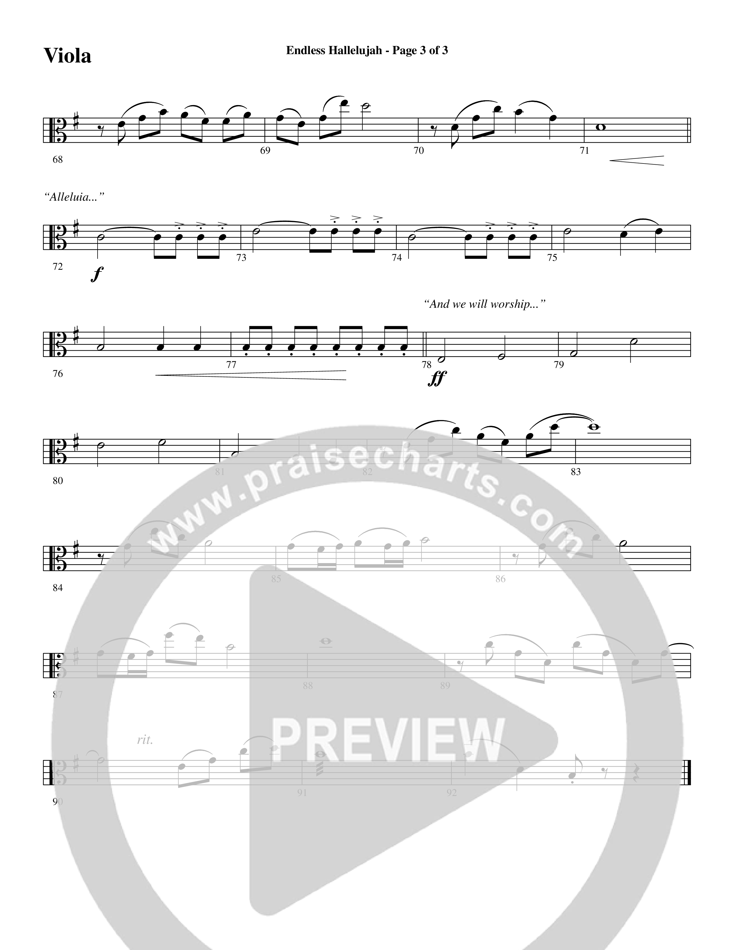 Endless Hallelujah (Choral Anthem SATB) Viola (Word Music Choral / Arr. Russell Mauldin)