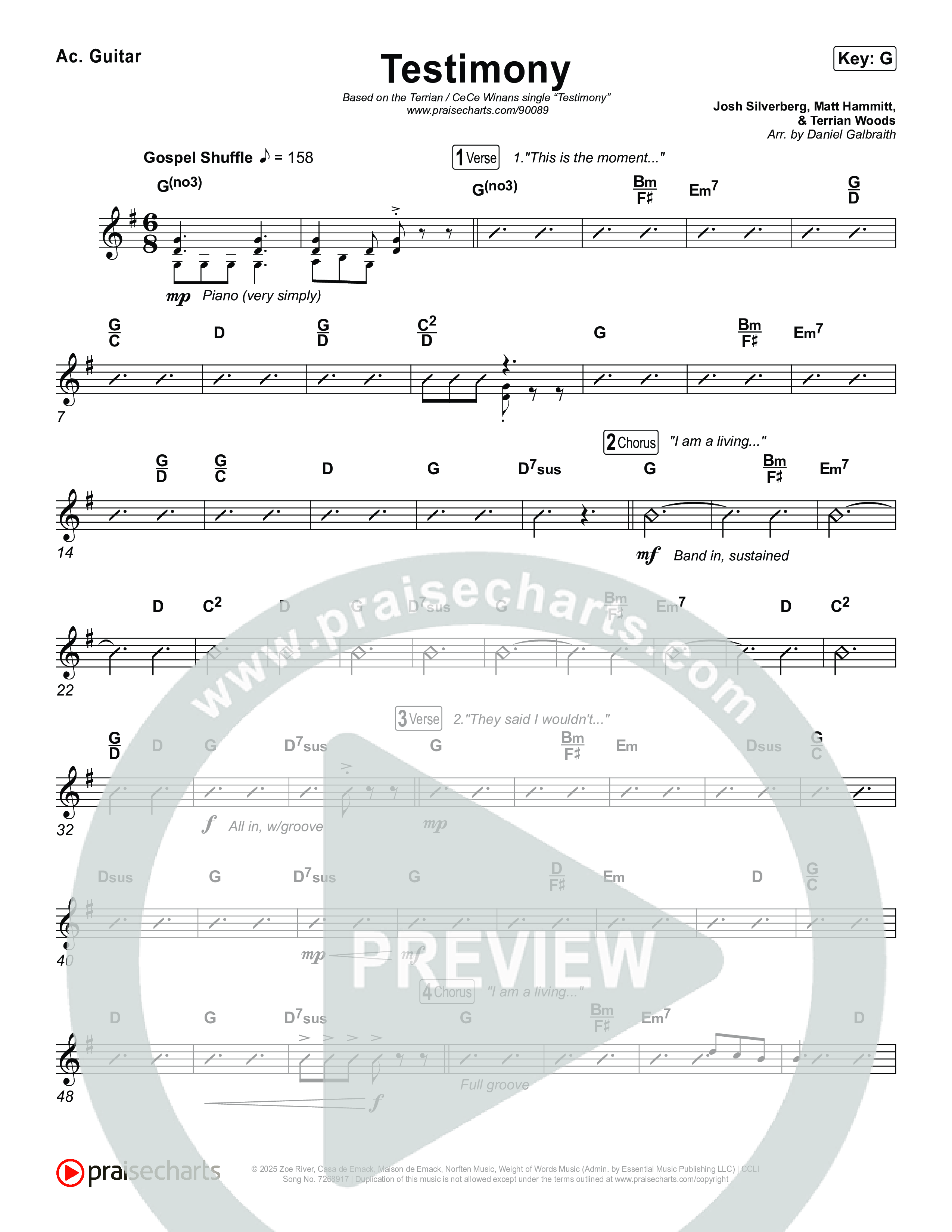 Testimony Acoustic Guitar (Terrian / CeCe Winans)