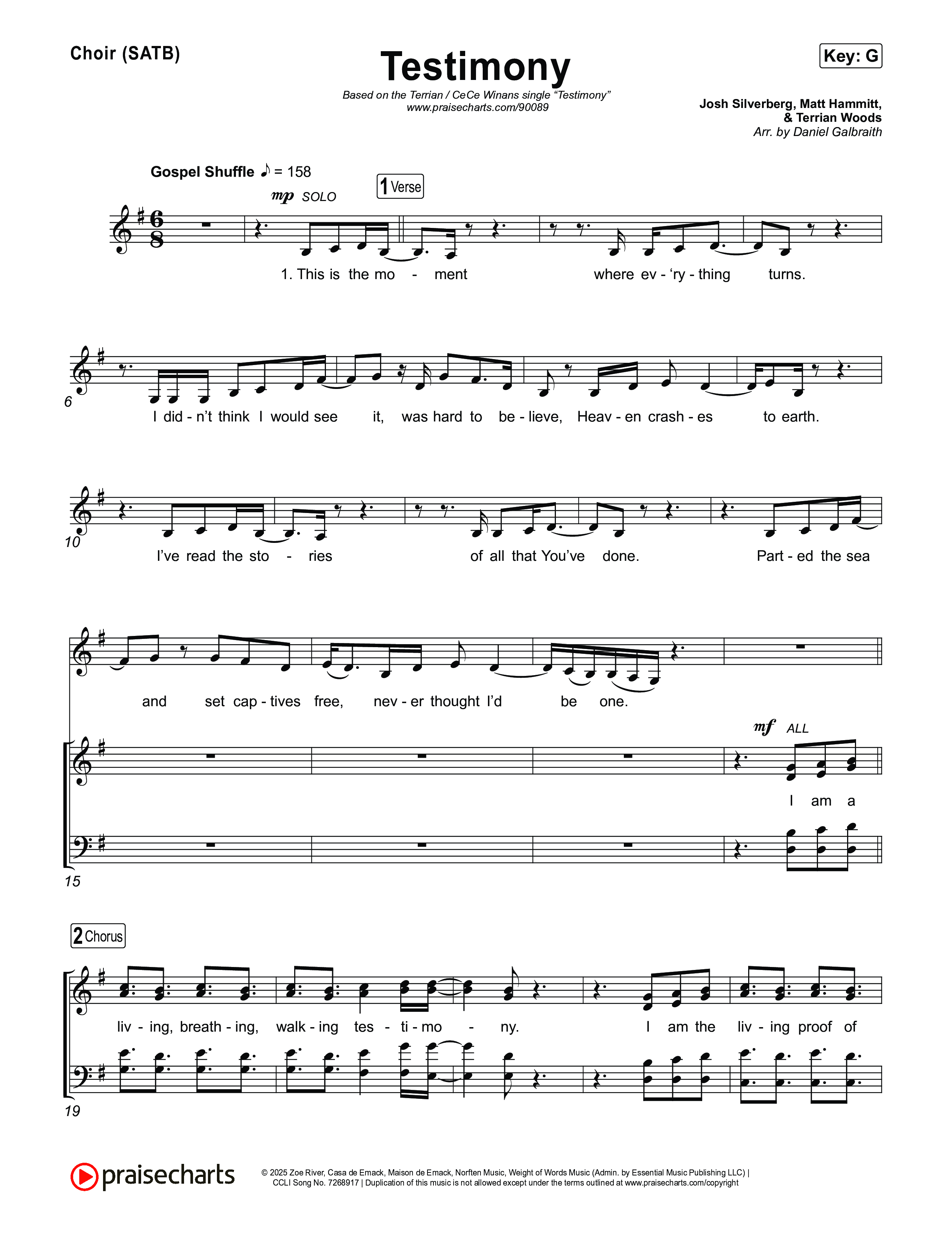 Testimony Choir Sheet (SATB) (Terrian / CeCe Winans)