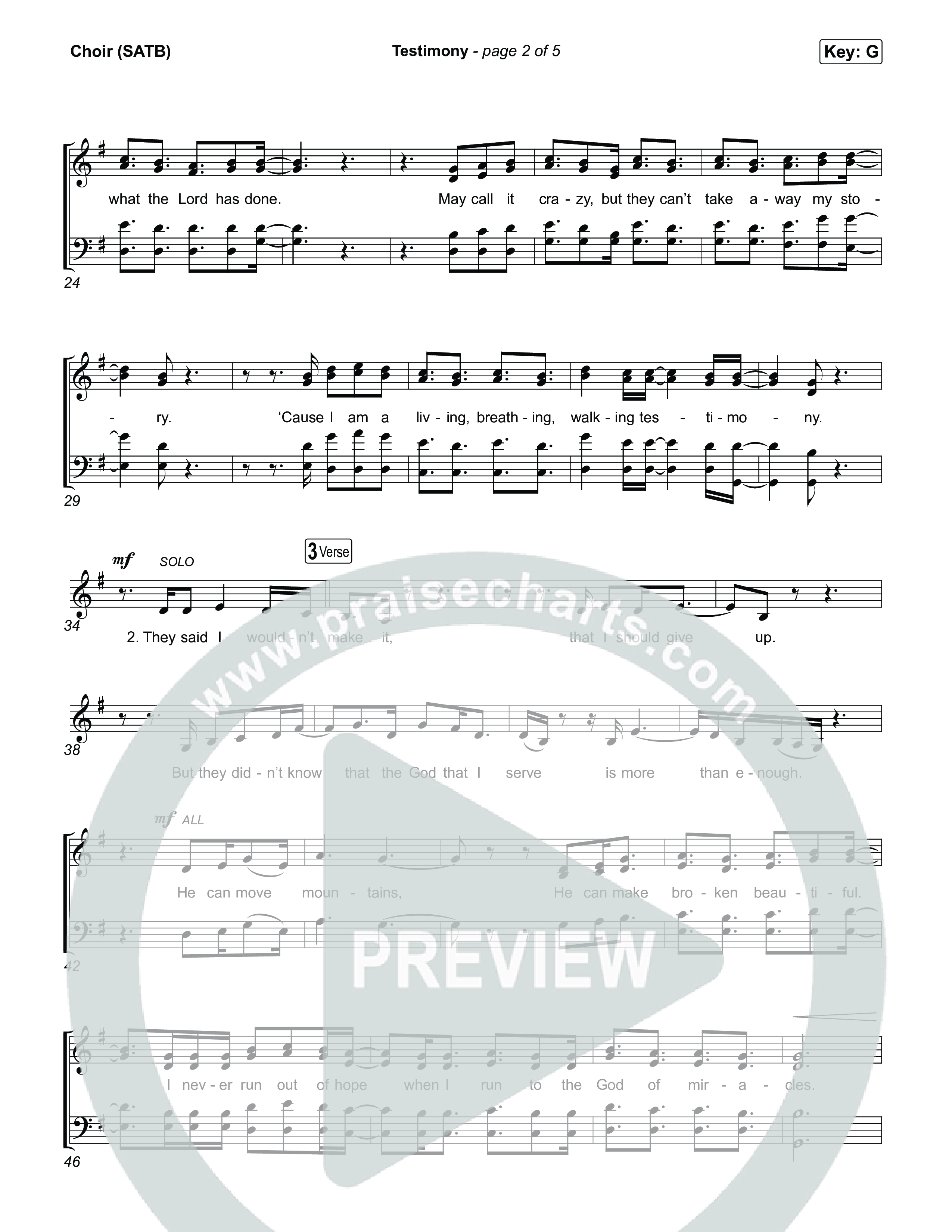 Testimony Choir Sheet (SATB) (Terrian / CeCe Winans)