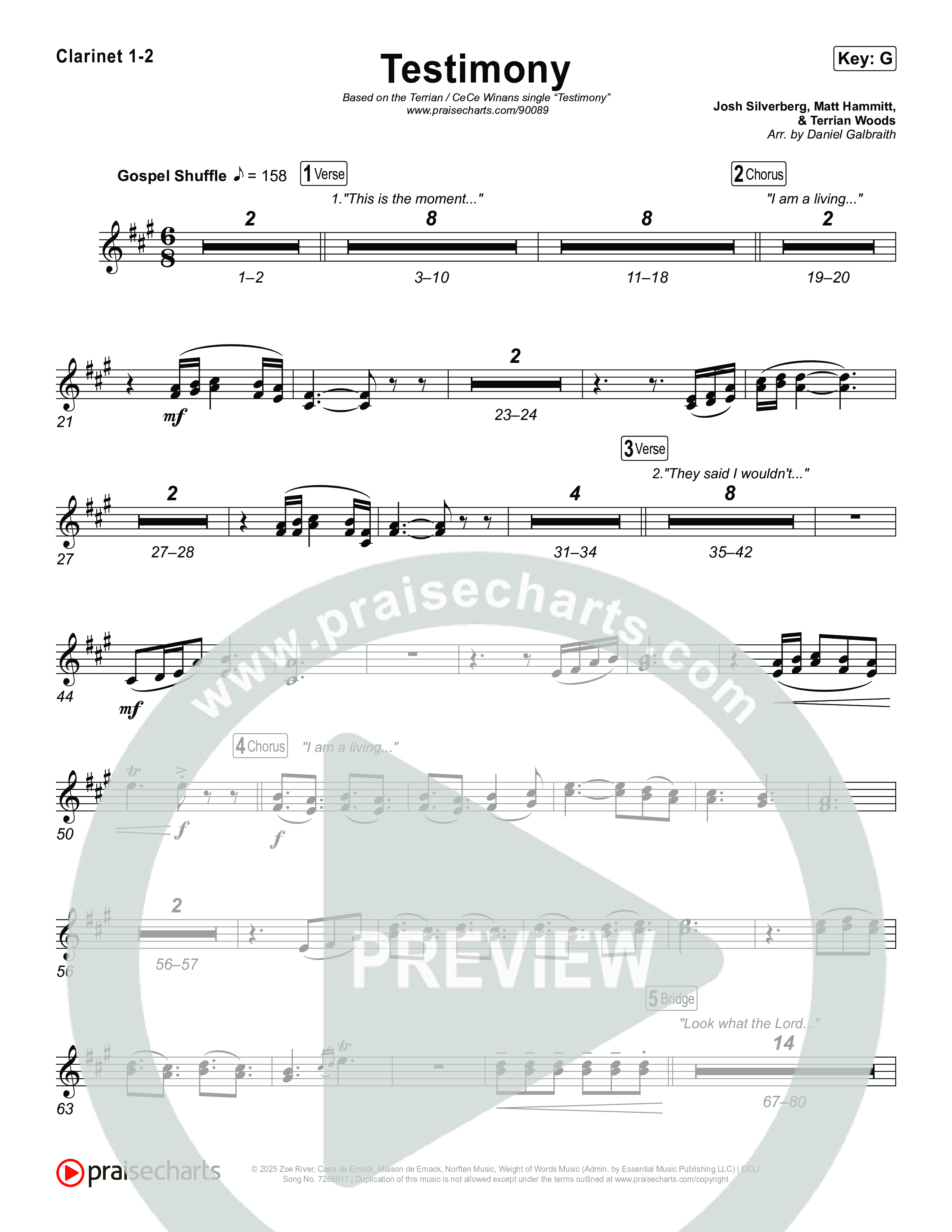 Testimony Clarinet 1,2 (Terrian / CeCe Winans)