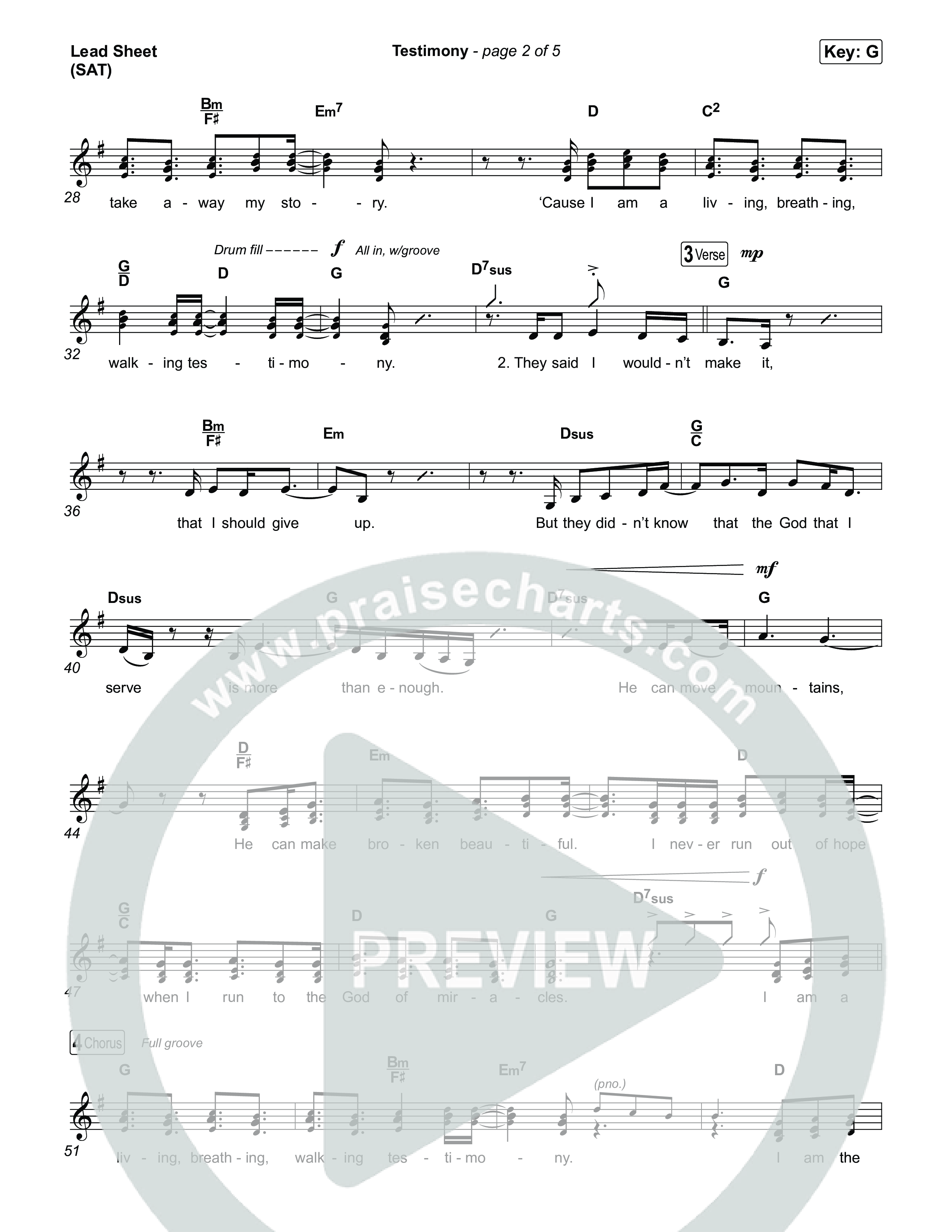 Testimony Lead Sheet (SAT) (Terrian / CeCe Winans)