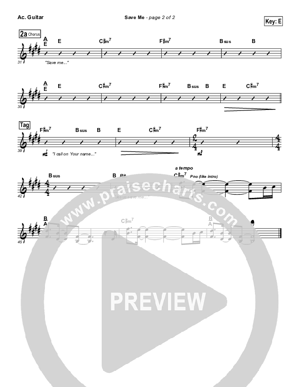 Save Me Acoustic Guitar (Gateway Worship)