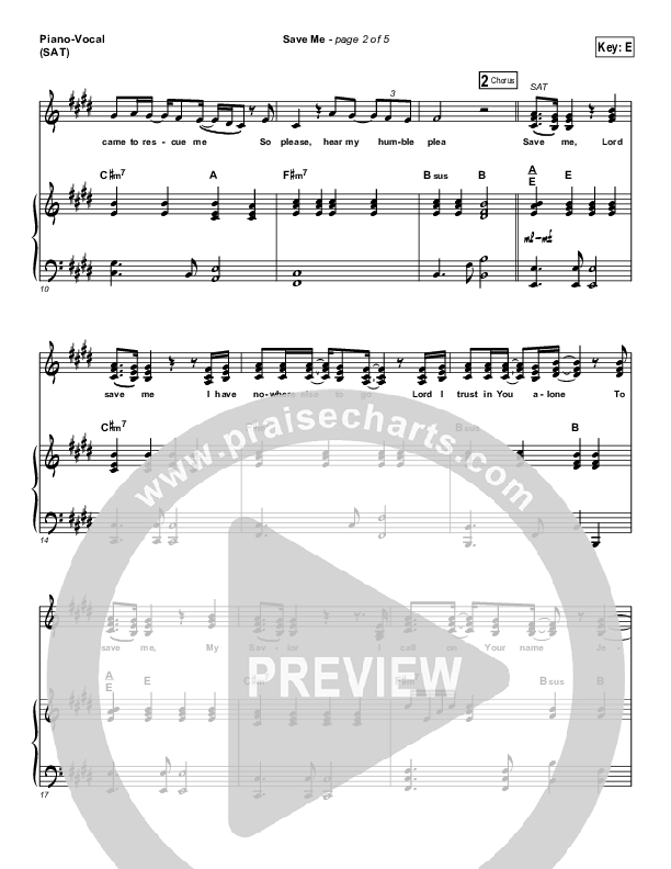 Save Me Piano/Vocal (SAT) (Gateway Worship)