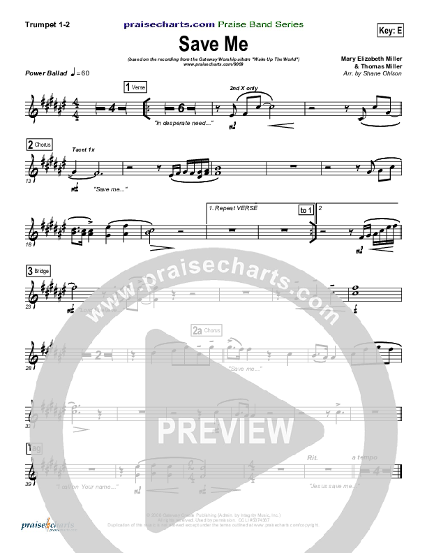 Save Me Trumpet 1,2 (Gateway Worship)