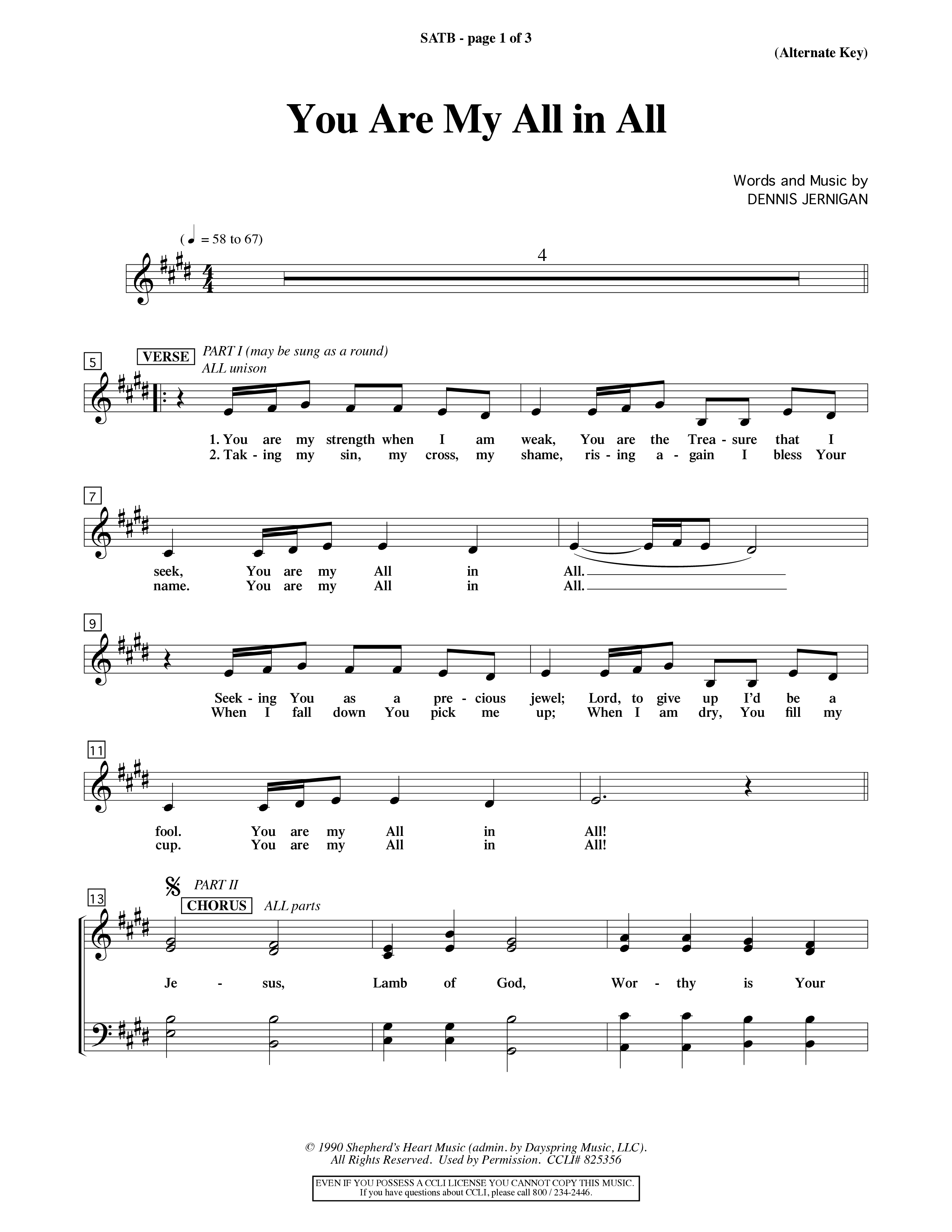 You Are My All In All (Choral Anthem SATB) Choir Sheet (SATB) (Word Music Choral / Orch. Keith Christopher)