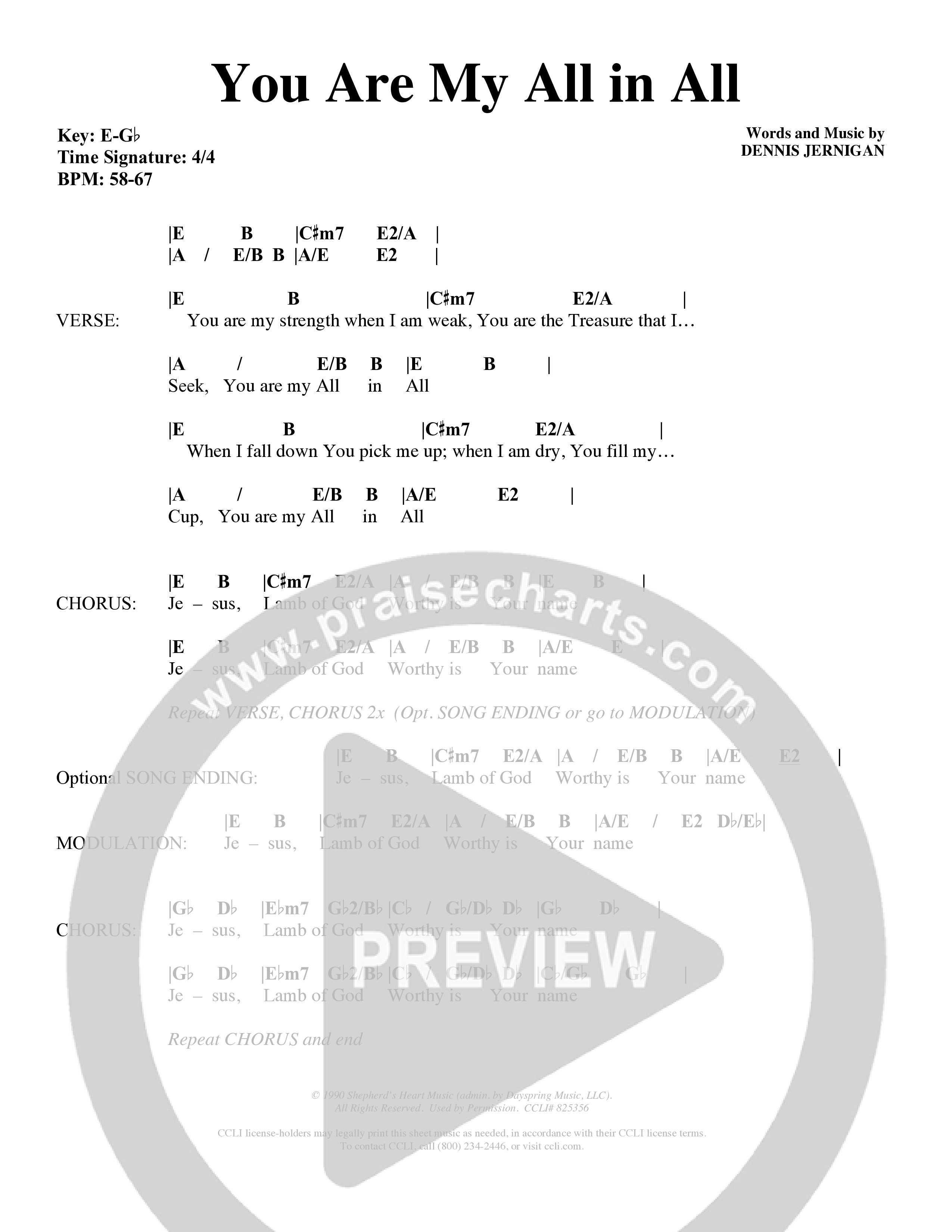 You Are My All In All (Choral Anthem SATB) Chords & Lyrics (Word Music Choral / Orch. Keith Christopher)