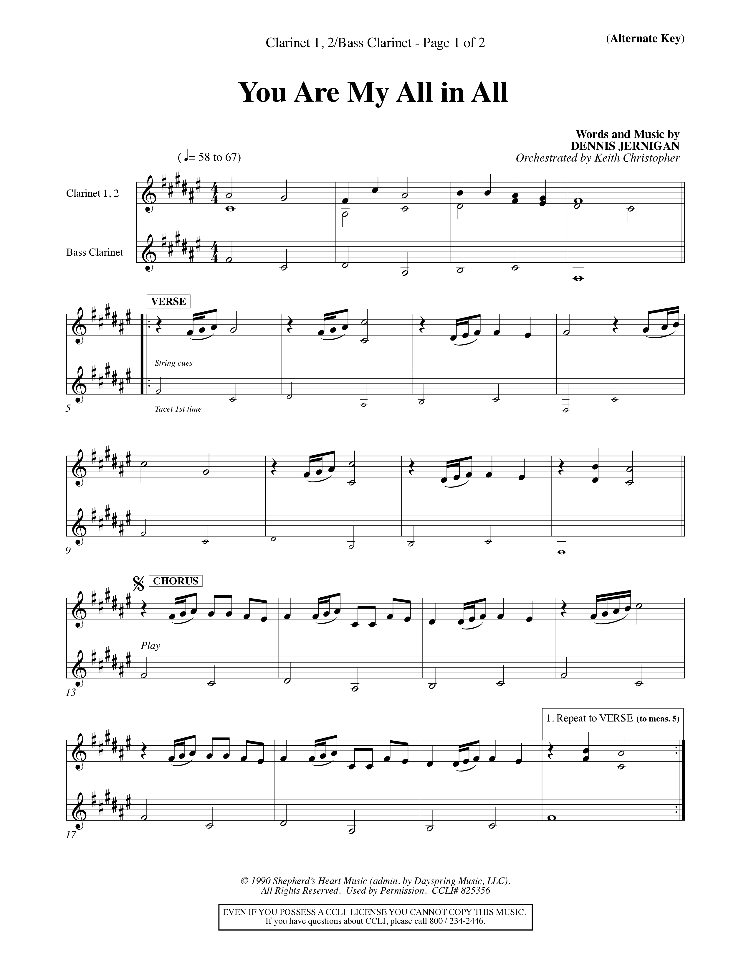 You Are My All In All (Choral Anthem SATB) Clarinet 1/2, Bass Clarinet (Word Music Choral / Orch. Keith Christopher)
