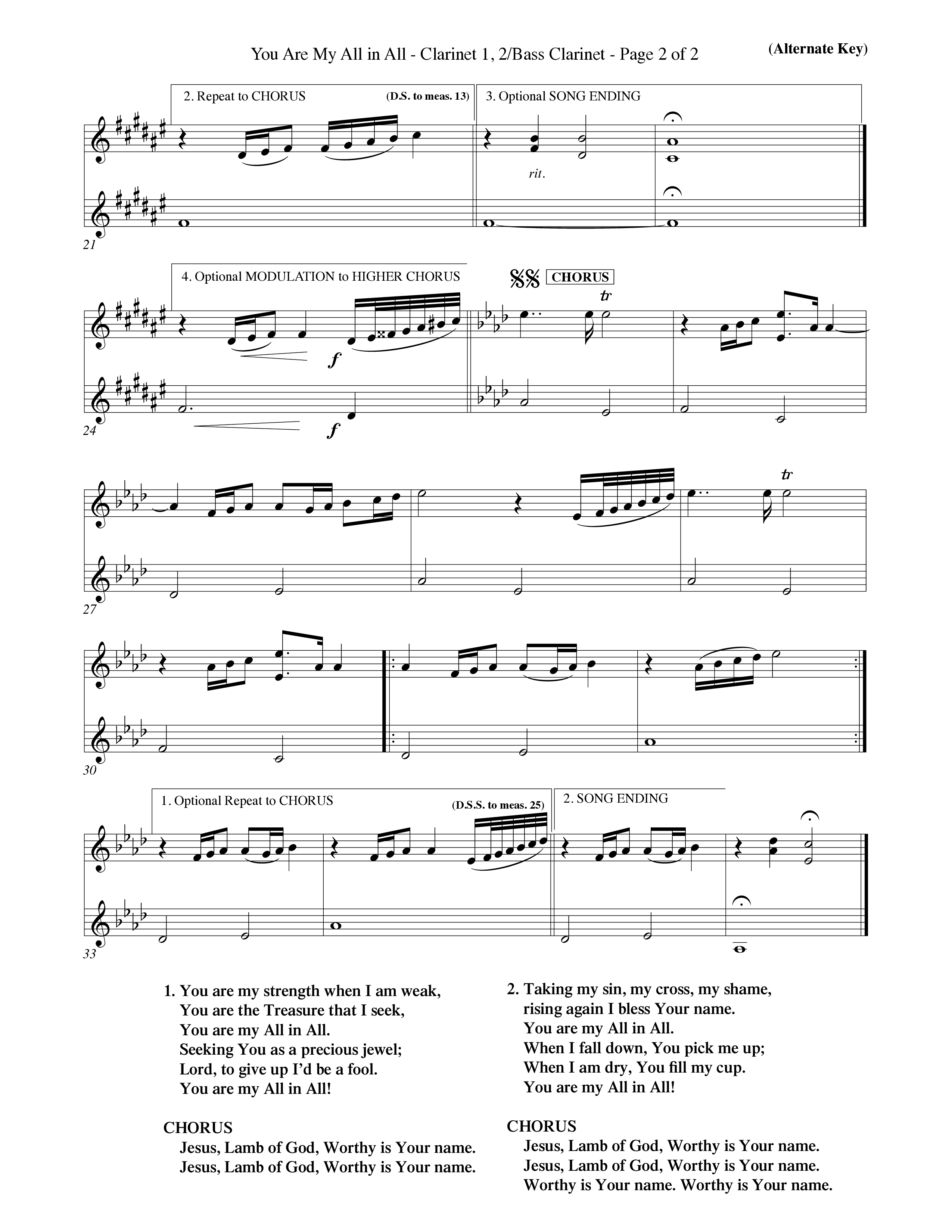 You Are My All In All (Choral Anthem SATB) Clarinet 1/2, Bass Clarinet (Word Music Choral / Orch. Keith Christopher)
