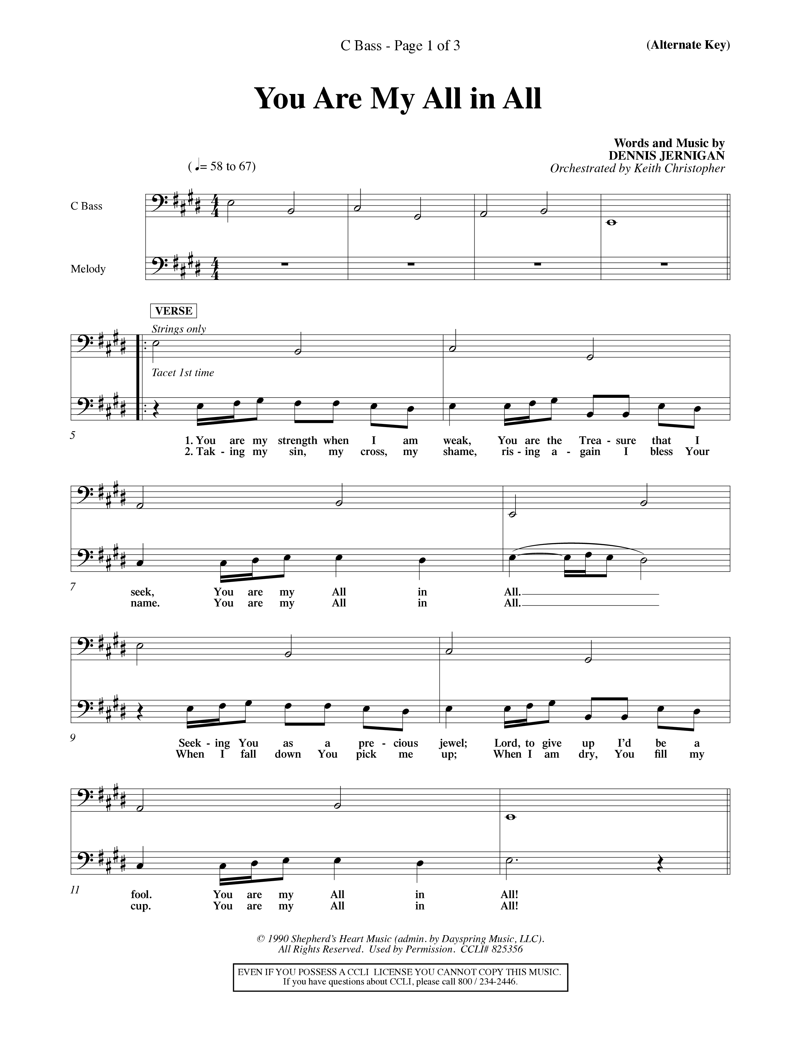 You Are My All In All (Choral Anthem SATB) Contrabass (Word Music Choral / Orch. Keith Christopher)