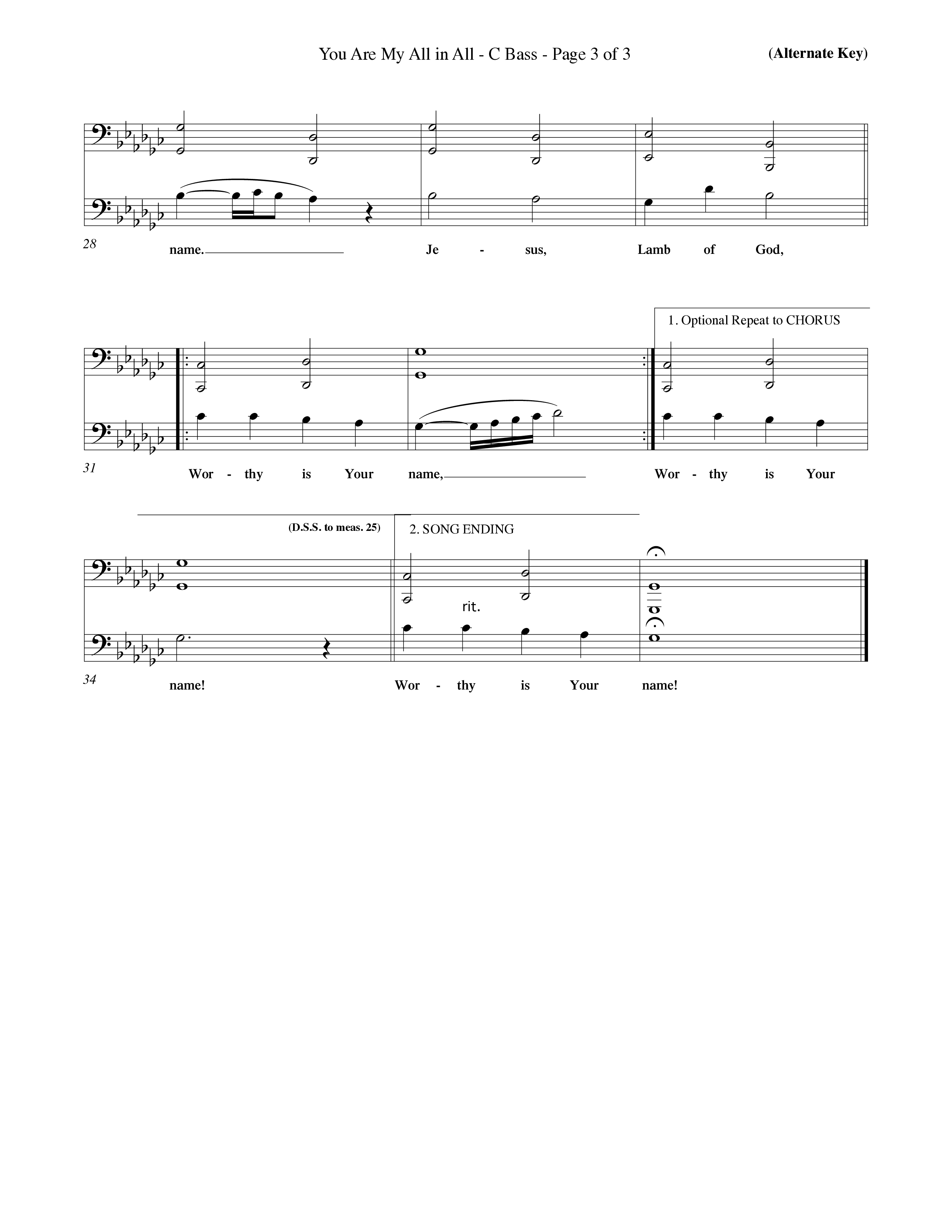 You Are My All In All (Choral Anthem SATB) Contrabass (Word Music Choral / Orch. Keith Christopher)