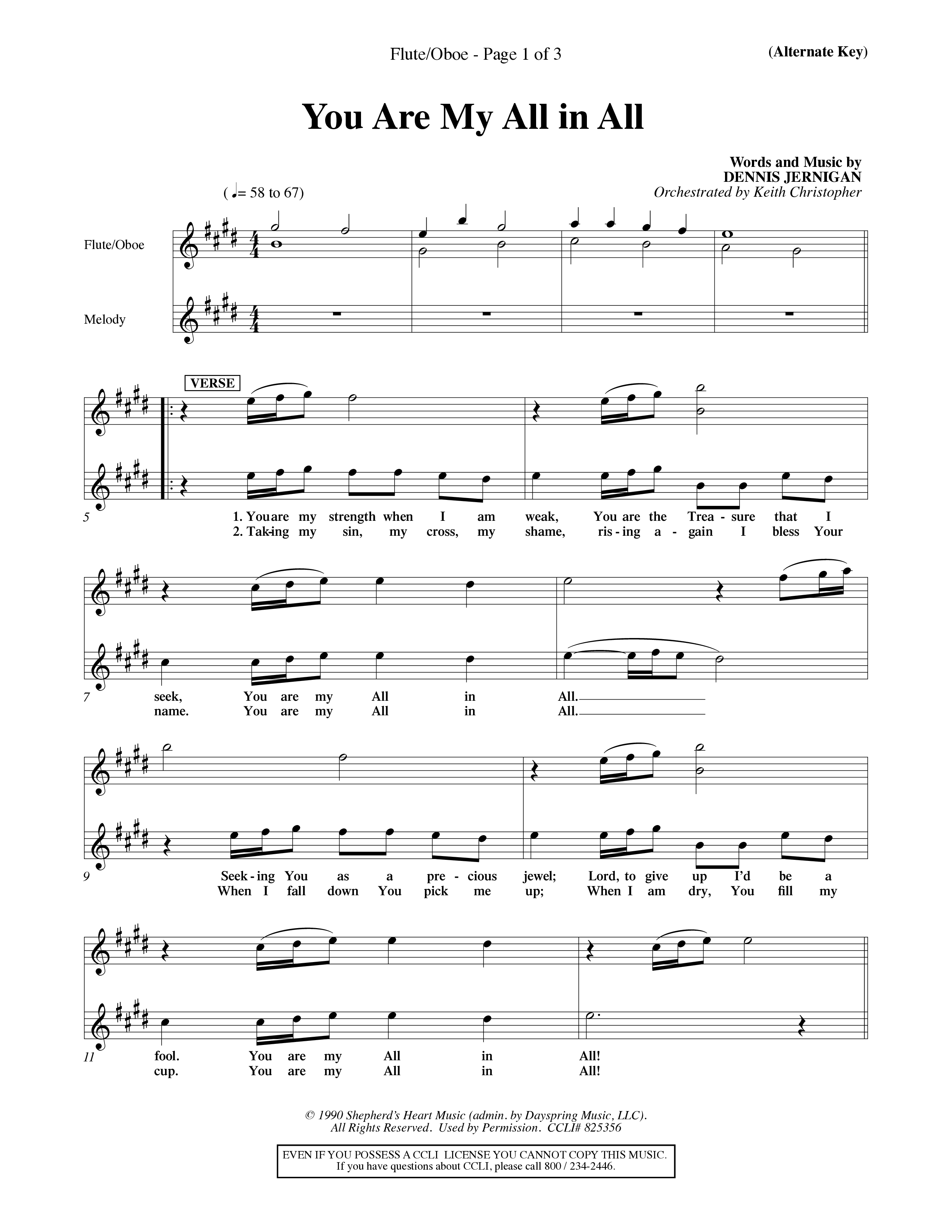 You Are My All In All (Choral Anthem SATB) Flute/Oboe (Word Music Choral / Orch. Keith Christopher)