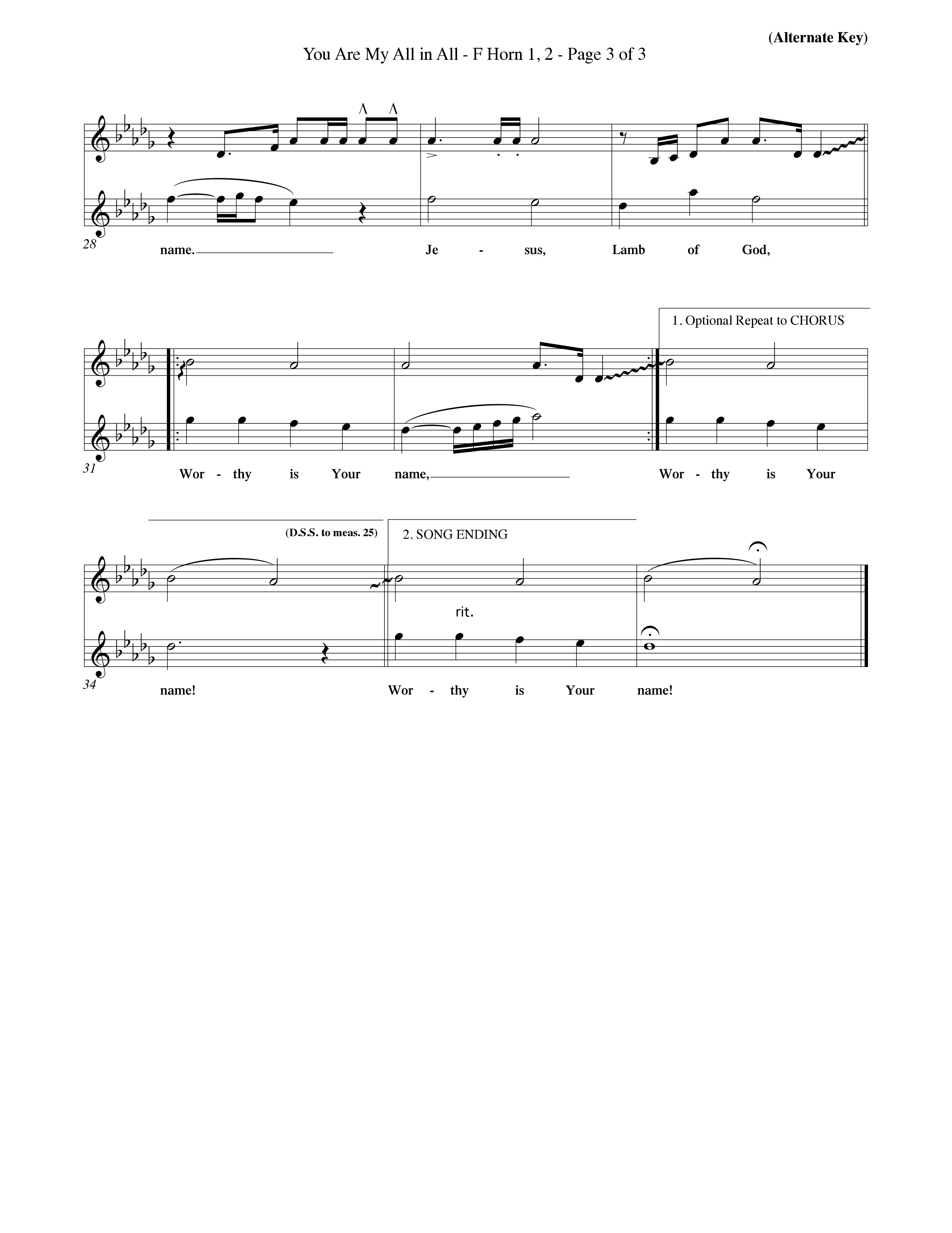 You Are My All In All (Choral Anthem SATB) French Horn (Word Music Choral / Orch. Keith Christopher)