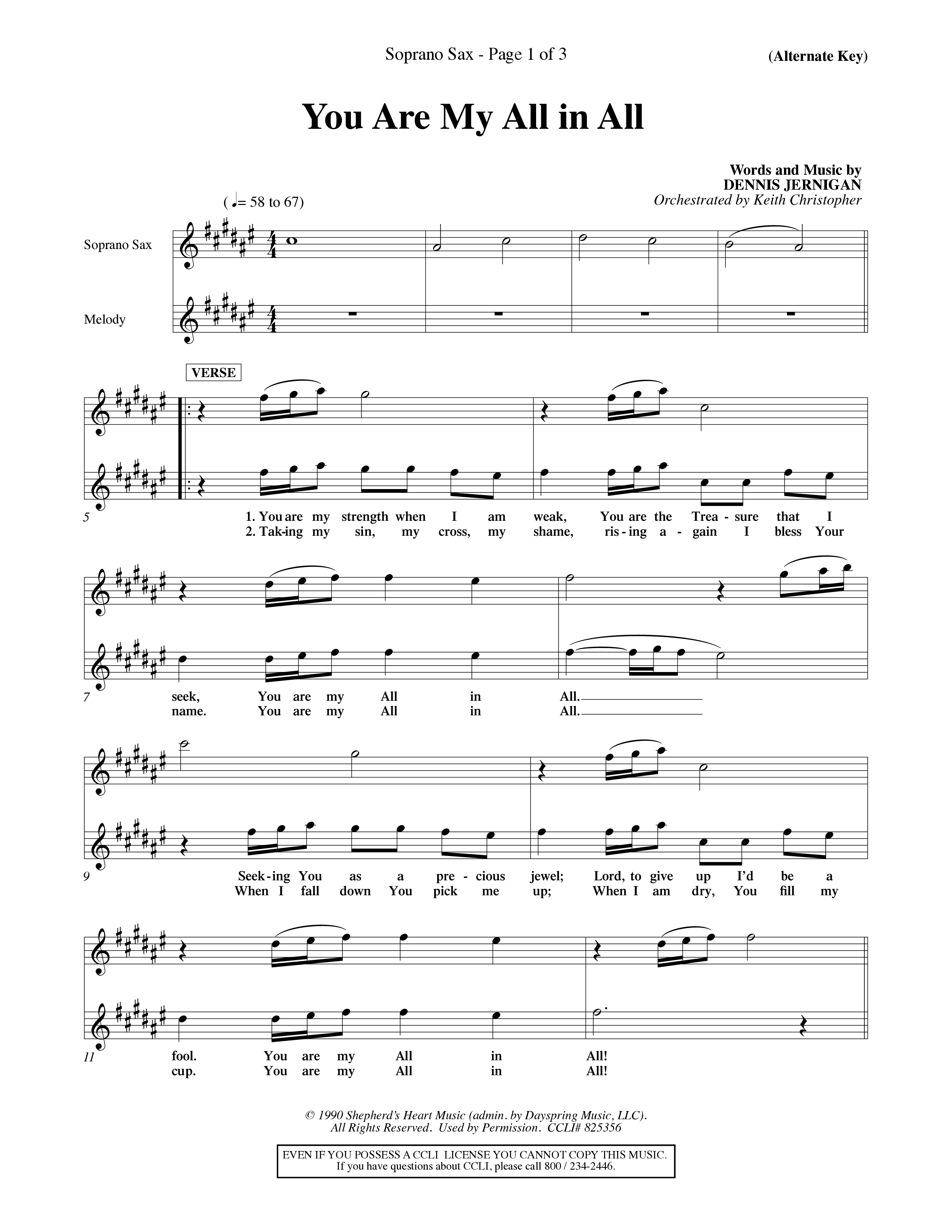 You Are My All In All (Choral Anthem SATB) Saxophone (Word Music Choral / Orch. Keith Christopher)